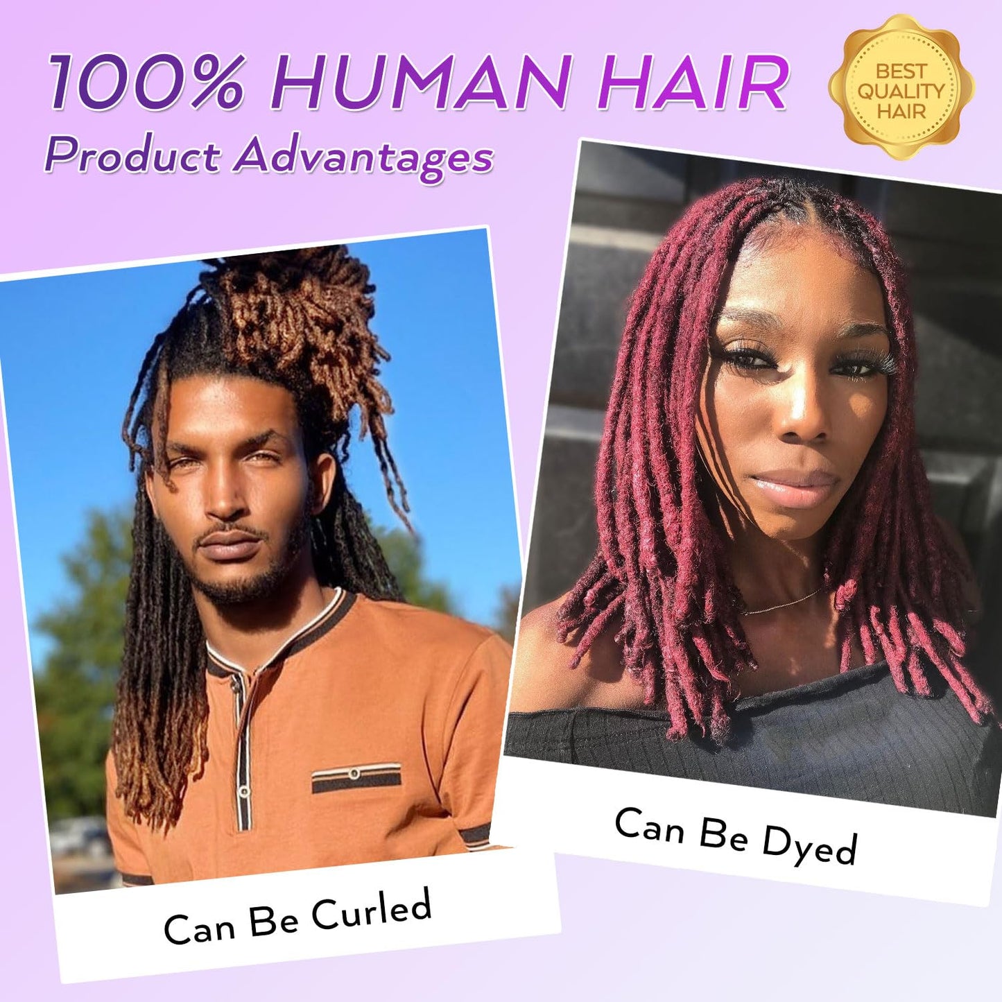 18Inch Dreadlock Extensions Loc Extensions Human Hair 0.6CM 100% Real Human Hair Full Head Handmade Permanent Dreadlocks Extension for Men/Women(18 Inch 30Strands,T1B/30#)