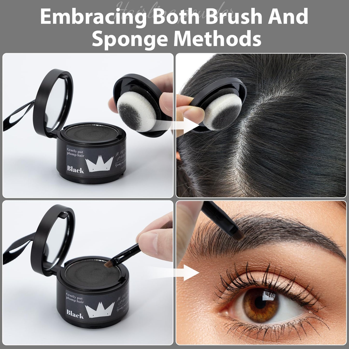 2 Pack Hairline Powder for Women and Men, Used to Root Touch Up Hair Color, Thinning and Gray Hair Coverage and Bald Spots Coverage, Black