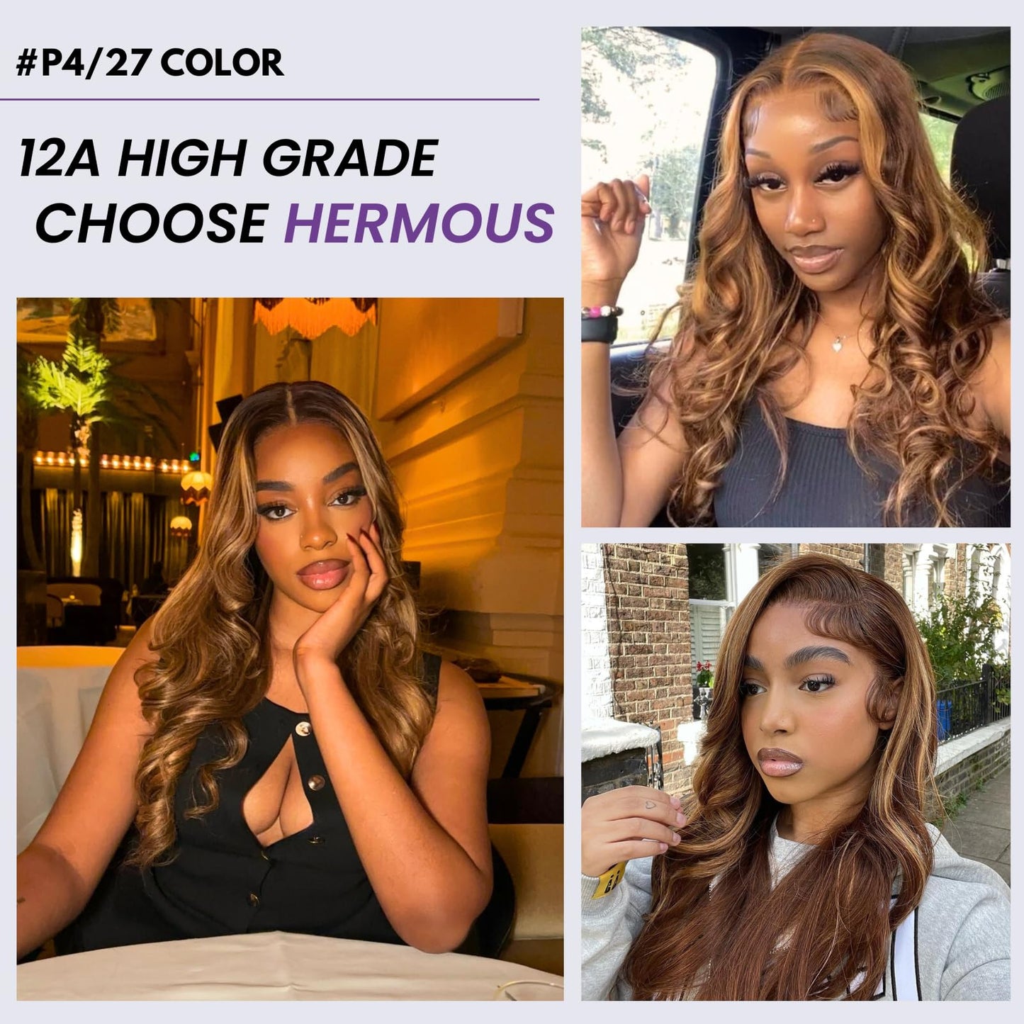 12A Double Drawn Highlight Honey Blonde Thick Raw Virgin 3 Bundles Human Hair Body Wave, Shed Free Colored 4/27 Real Piano Color Ombre Human Hair Bundles Quick Weave 14 16 18 Inch