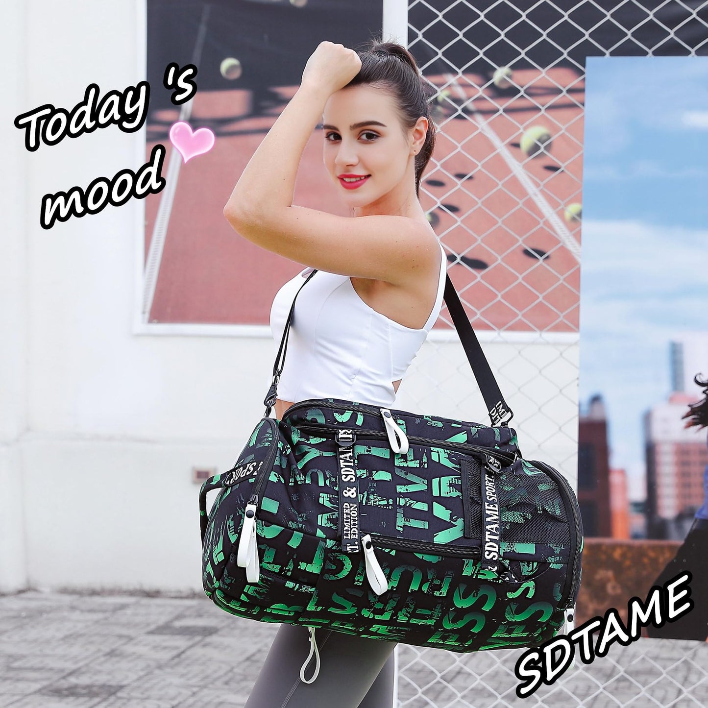 Gym Duffle Bag Backpack with Shoe Compartment,4 ways Travel Backpack for Women and Men,Multi-Functional Weekender bag with Waterproof Layer&Laptop Compartment for Fitness, Travel,Camping(Green)