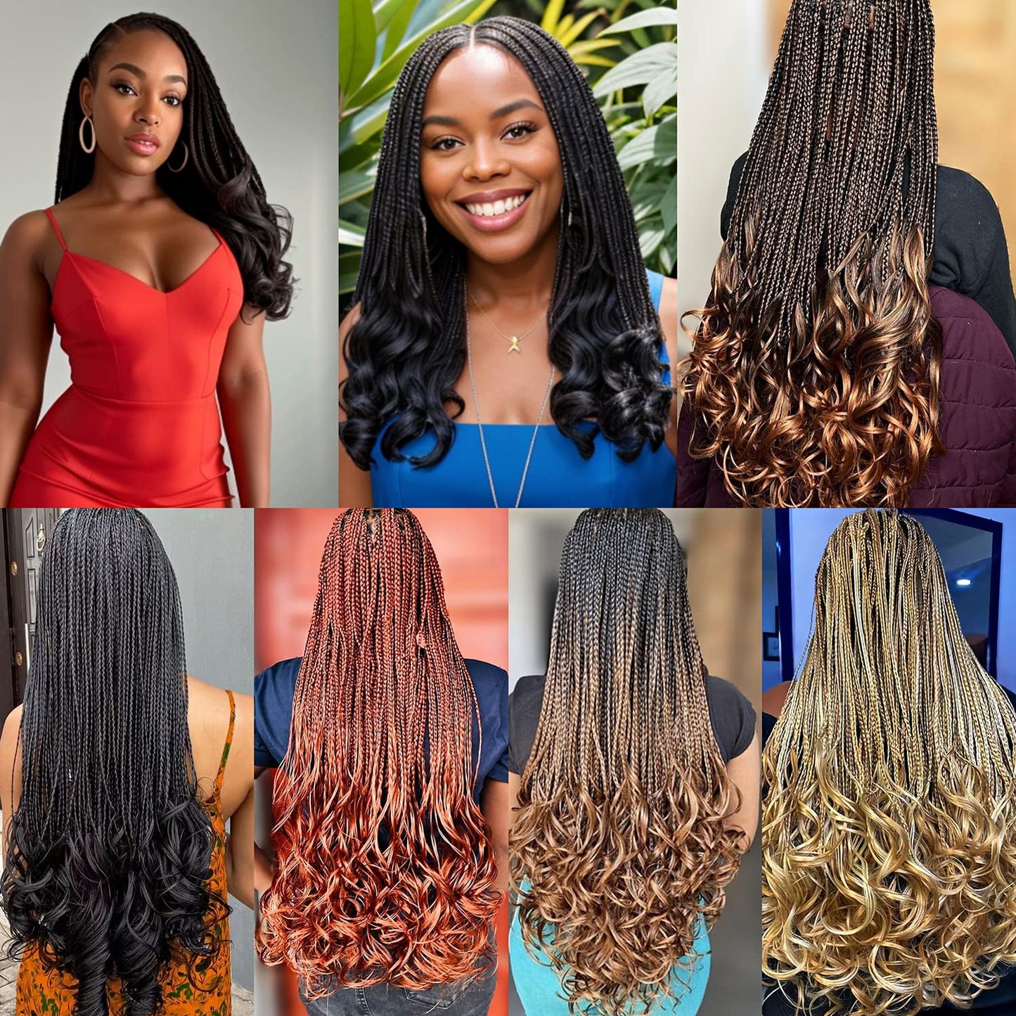 Crochet Hair for Women 10 Inch Crochet Braids Box Braids Crochet Hair French Curl Braiding Hair Pre Looped Crochet Hair Short French Curl Crochet Braids with Curly Ends Hair Extensions Braids (1B)