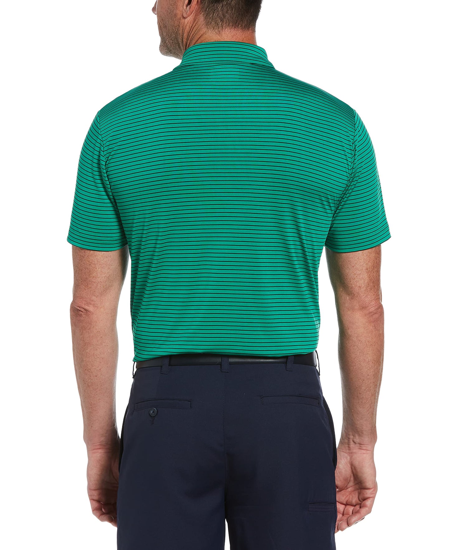 PGA TOUR Men's Short Sleeve Feeder Stripe Golf Polo Shirt, Tennis Court, Medium