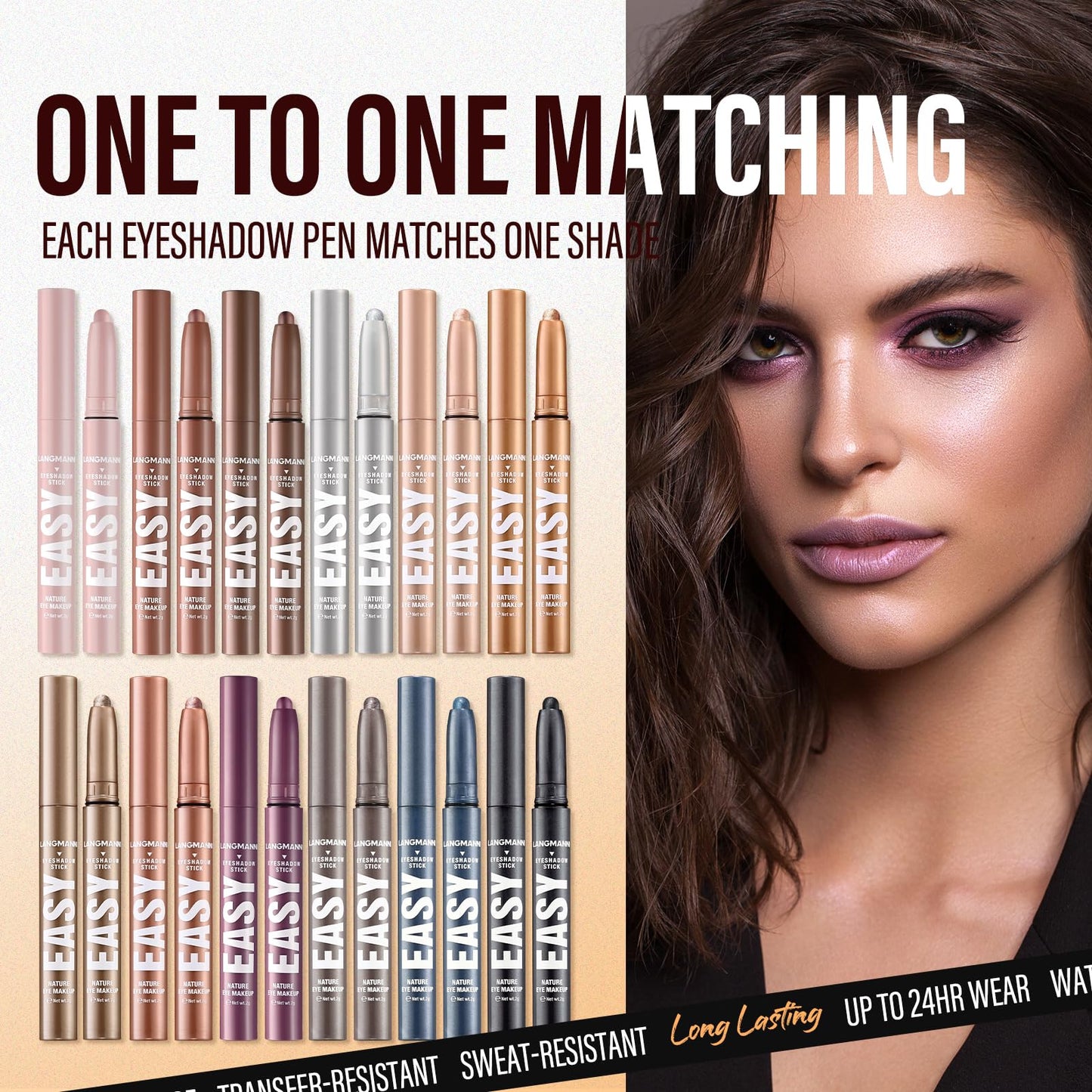 Jolilab Eyeshadow Stick Set, 2 Colors Matte Professional Bright-Colored Contouring and Highlight Eyeshadow Stick, Cream Waterproof Long Lasting High Pigmented Eye Shadow. (2, 11+18 2pcs)