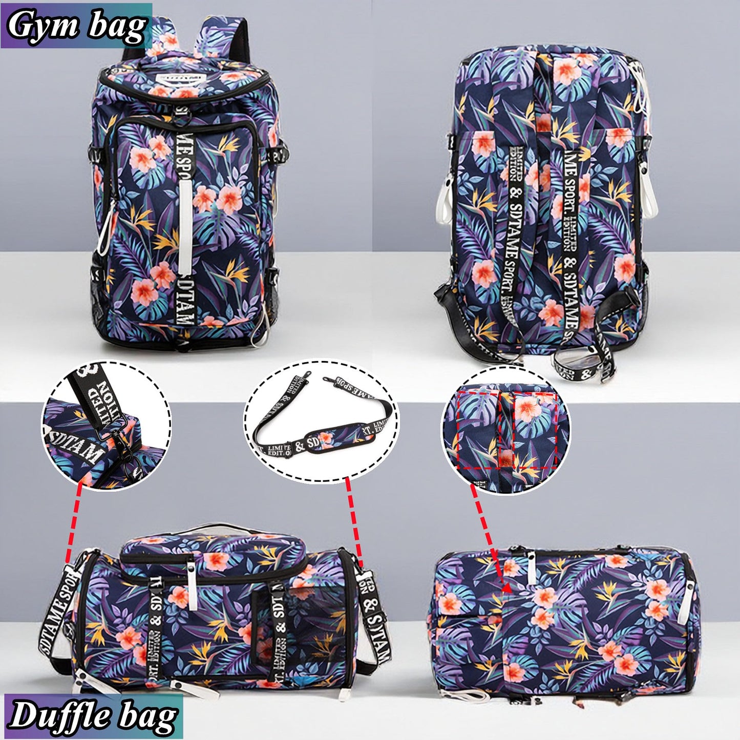 Gym Duffle Bag Backpack with Shoe Compartment,4 ways Travel Backpack for Women and Men,Multi-Functional Weekender bag with Waterproof Layer&Laptop Compartment for Fitness, Travel,Camping(Orange)