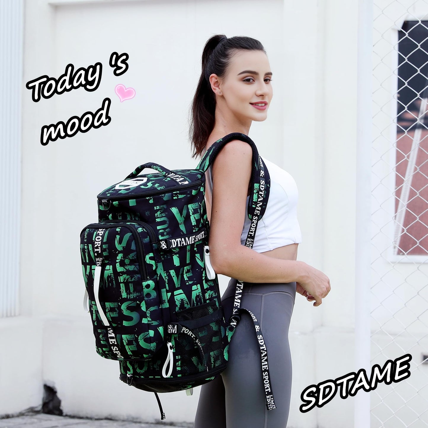 Gym Duffle Bag Backpack with Shoe Compartment,4 ways Travel Backpack for Women and Men,Multi-Functional Weekender bag with Waterproof Layer&Laptop Compartment for Fitness, Travel,Camping(Green)