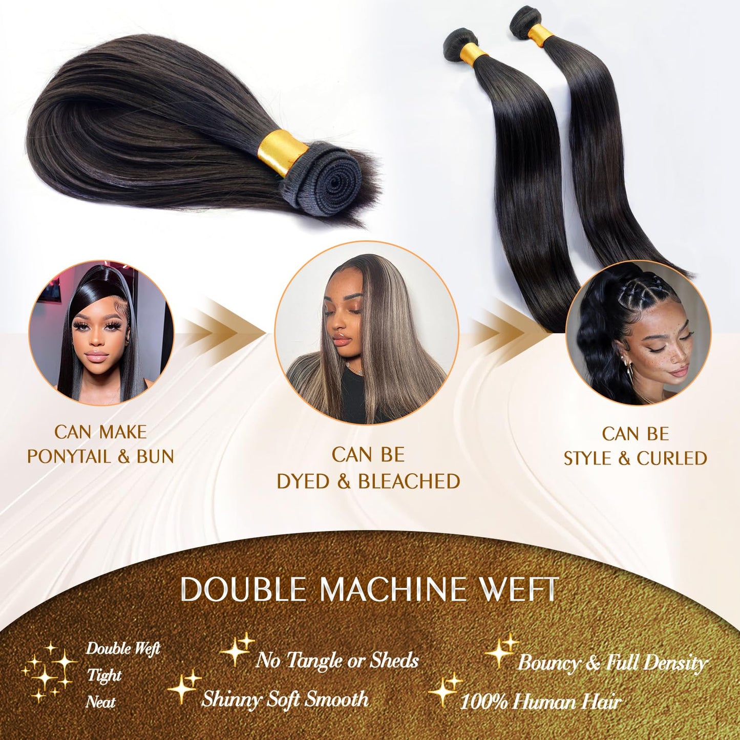 12A Virgin Human Hair Bundles 20 22 24 Inch Straight 100% Brazilian Bundles Human Hair Natural Black 3 Bundles Deals (20 22 24)