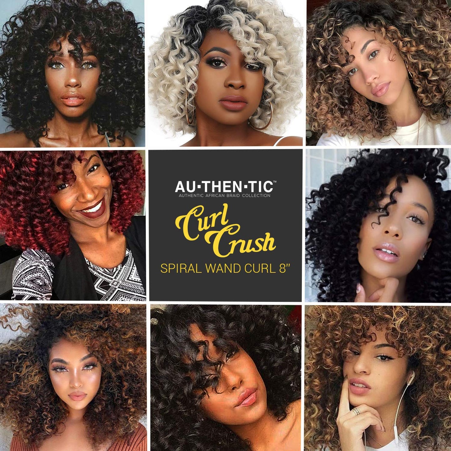 6 Bundle (3 Pack) 8 Inch AU-THEN-TIC 2X Spiral Wand Curl Crochet Braids Jamaican Bounce Curly for Black Women Syntheric Hair Extensions FreeKalon Fiber (3-Pack, 1-Jet Black)