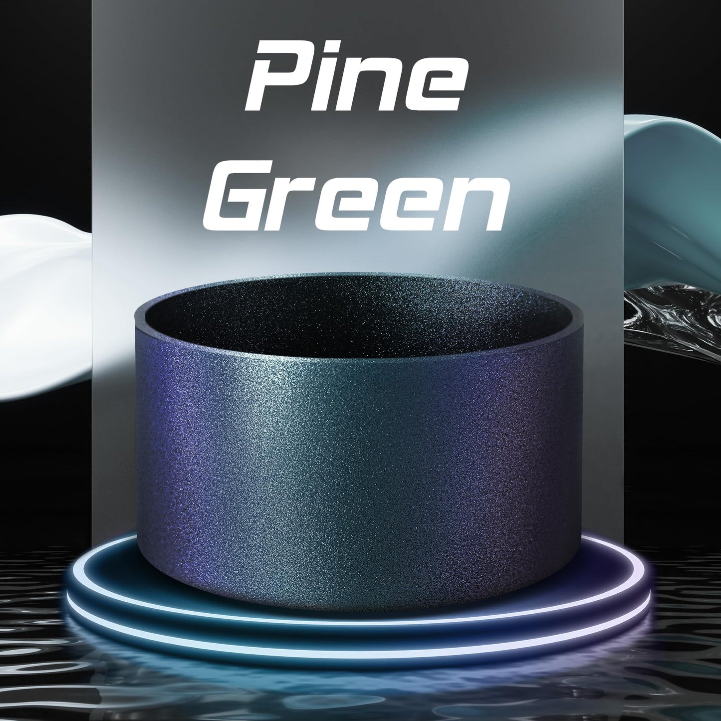 VIKIZUES Chameleon Gradient Matte Luster Silicone Boot, Compatible with Stanley Tumblers 20-40oz and 12-24oz Water Bottles with 2.8-3in Base, Anti-Slip Glitter Bottom Protector (Pine Green)