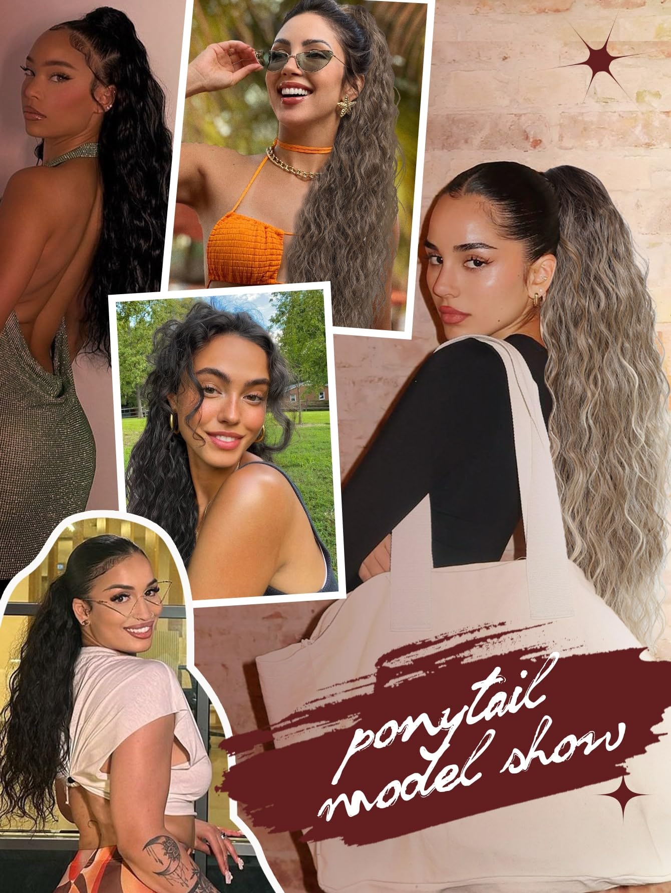 Molefi Ponytail Extension,30Inch Fake Ponytail Brown Hair Extensions Ponytail Long Curly Ponytail Hairpiece for Women Claw Clip in Ponytail for Daily Use