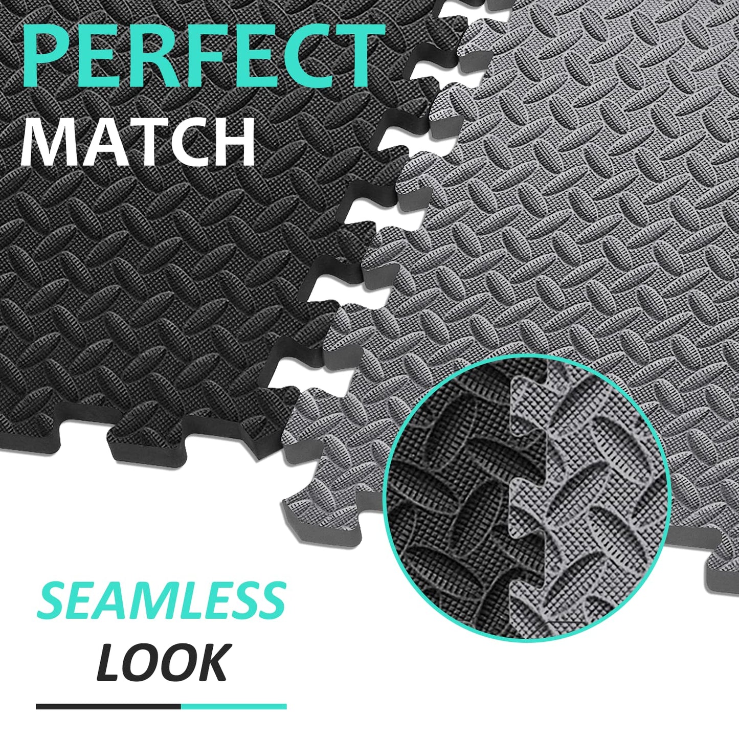 BEAUTYOVO Puzzle Exercise Mat with 12 Tiles Interlocking Foam Gym Mats, 24'' x 24'' EVA Foam Floor Tiles, Protective Flooring Mats Interlocking for Gym Equipment, Gray