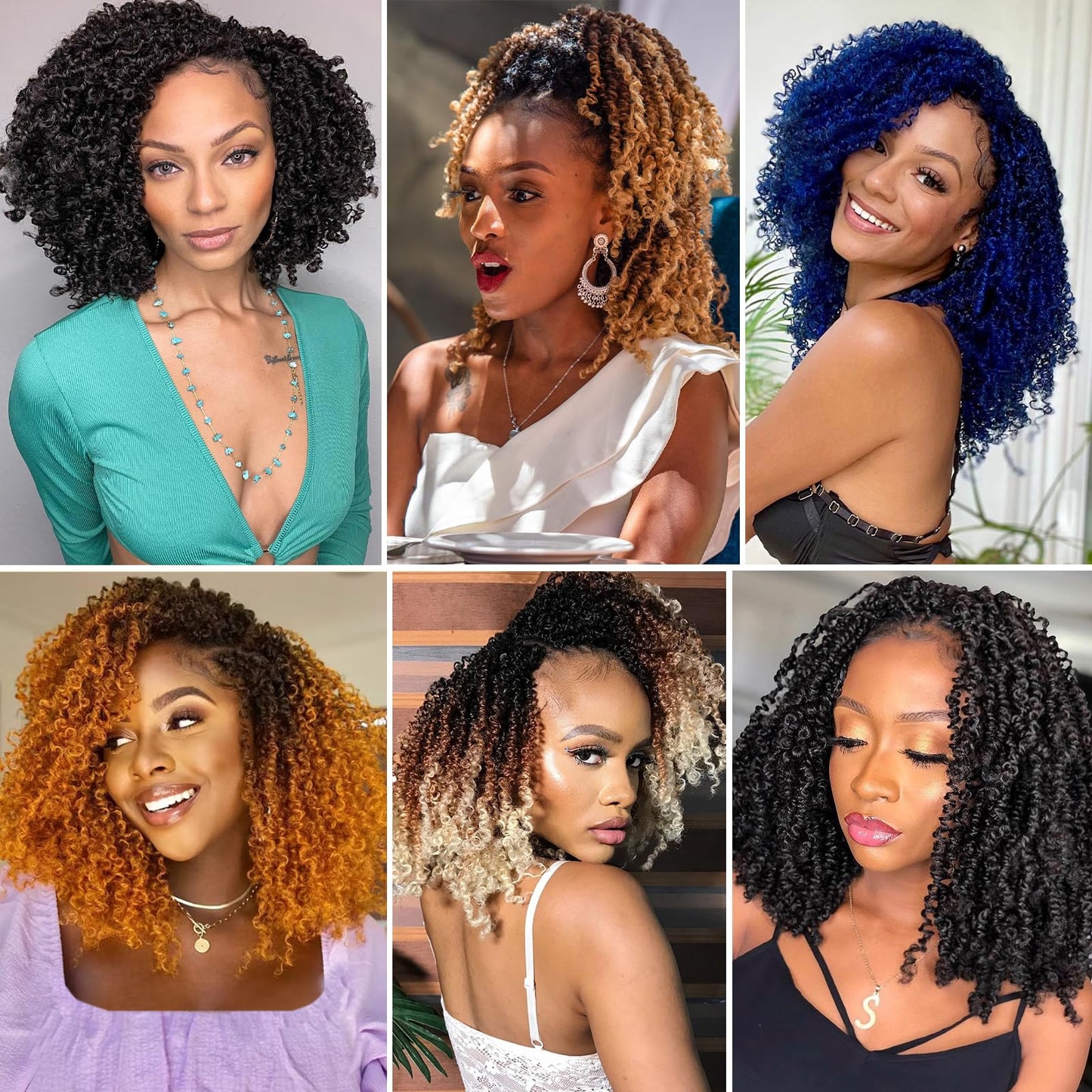 COOKOO 8 Inch Bouncy Yanky Twist Crochet Hair - 8 Packs Ombre Grey Passion Twist Braids for Women - Pre-Twisted Synthetic Hair Extensions