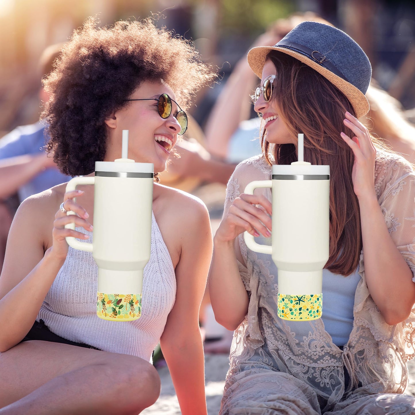 HEYSKAY 2pcs Protective Flask Silicone Boot Base for Stanley Quencher Adventure 40oz & Stanley IceFlow 20oz 30oz Tumbler, and Compatible with 12-24oz Hydro Sport Water Bottles,Yeti and More