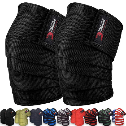 DMoose Knee Support Wraps, Knee Compression Sleeves Women and Men, Knee Compression Sleeve Women, Knee Strap for Football, Volleyball, Jogging, Basketball, and Soccer – Black (Pair)