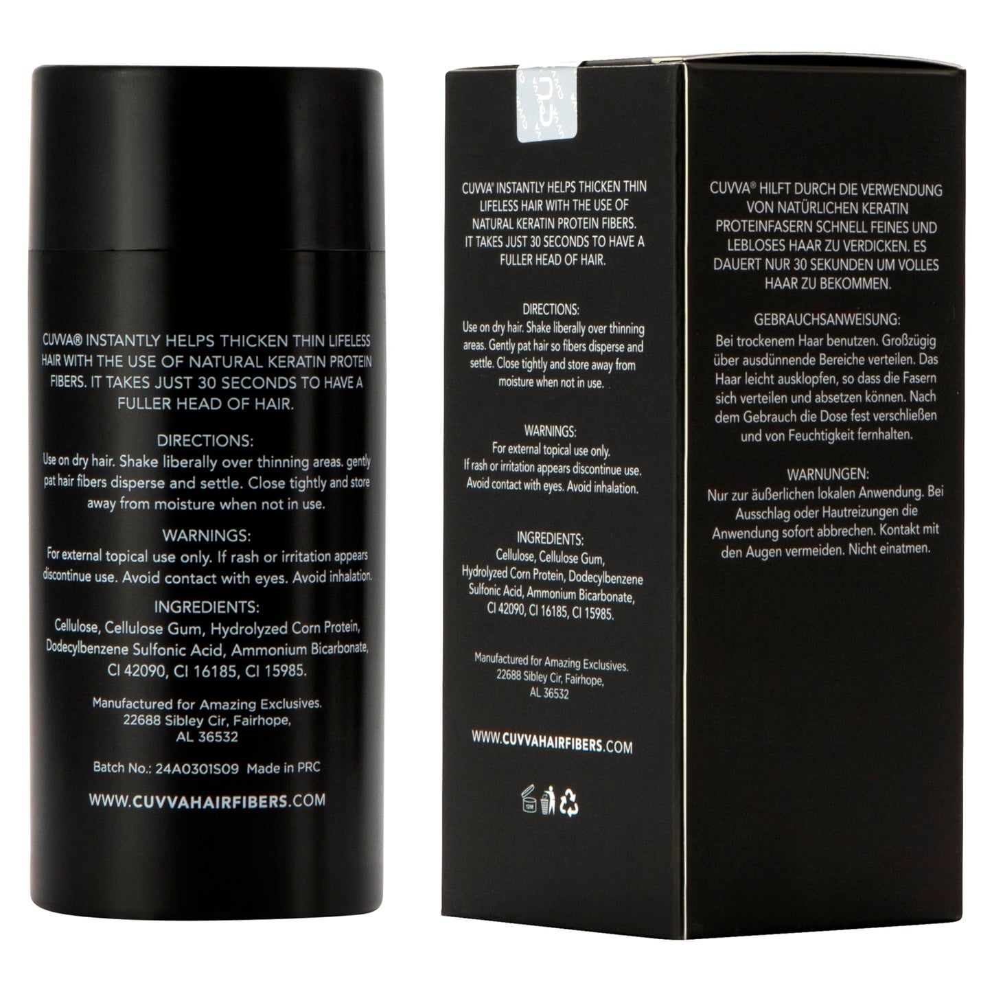 CUVVA Hair Building Fibers (30g) - Instantly Fill in Fine and Thinning Hair to Create a Thicker, Fuller Look - 10 Different Shades for Men & Women - Medium Brown