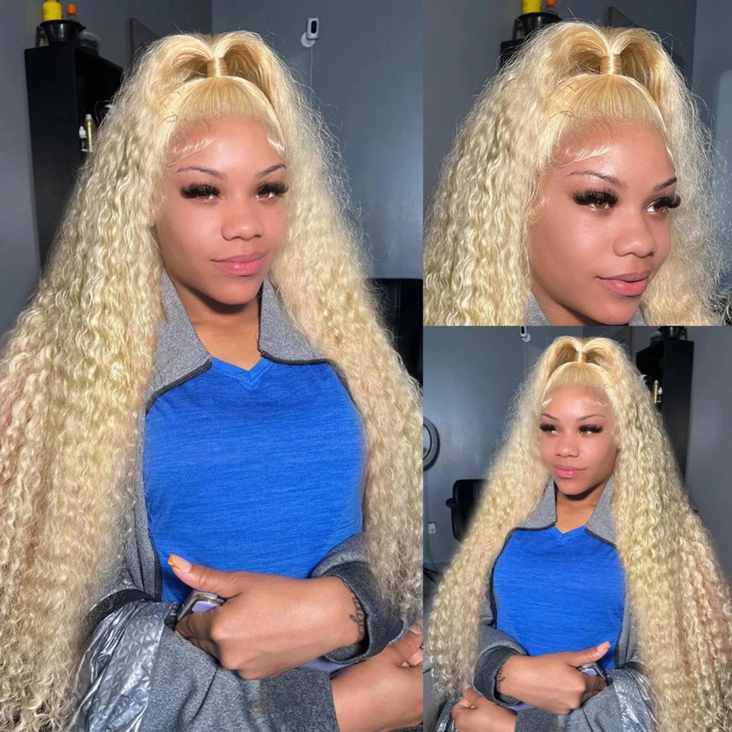 Habiliana 200% Density HD Blonde 613 Jerry Curly Wigs Human Hair Real Full Large Lace Space 4x4 Blonde 613 Jerry Curly Wigs Human Hair Pre Plucked For Black Women