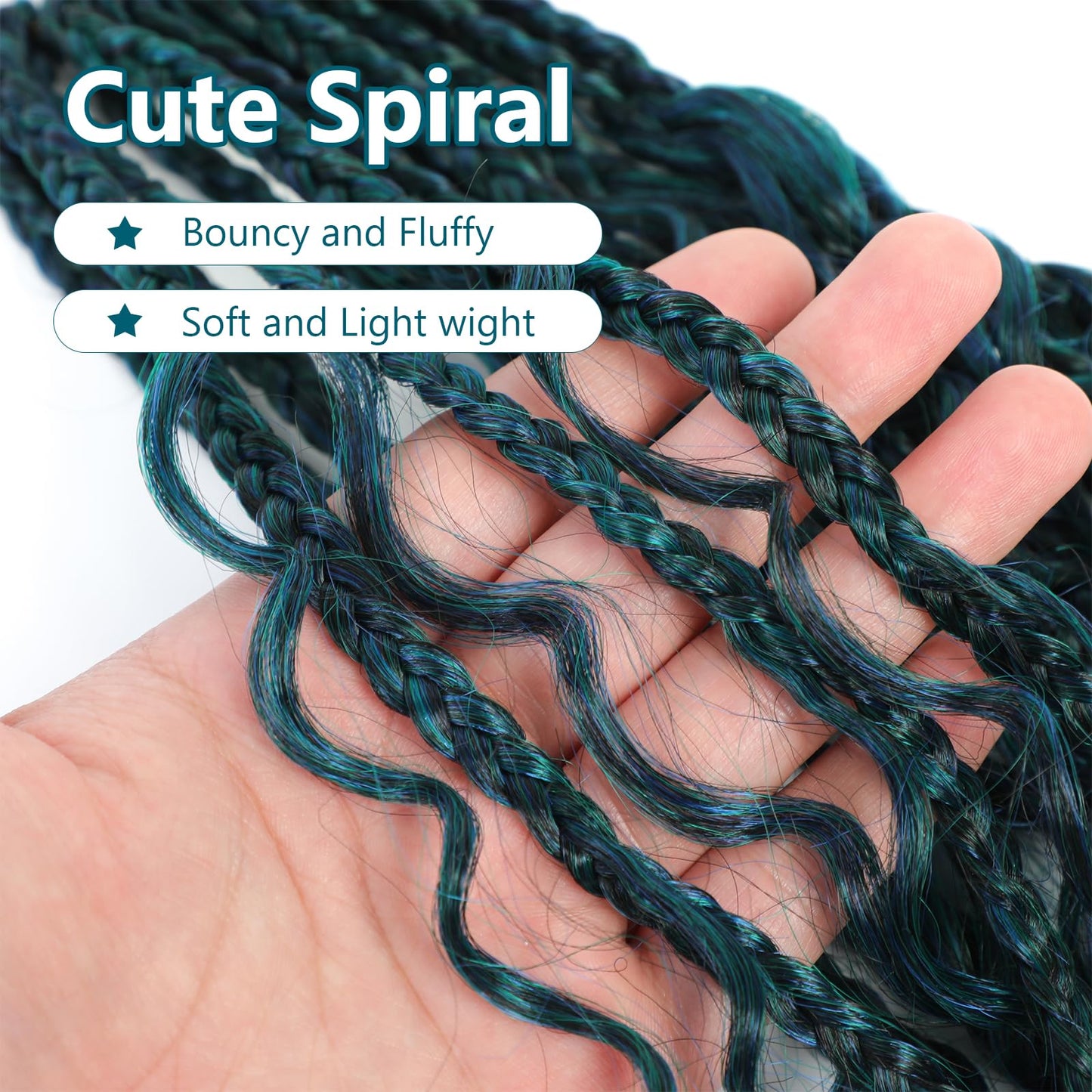 8 Packs Crochet Box Braids- 18 Inch Goddess Box Braids Crochet Hair Bohomian Crochet Braids Hair Synthetic Braiding Hair Extensions Crochet Hair for Black Women (18(8Packs), 1B/Blue/Green)