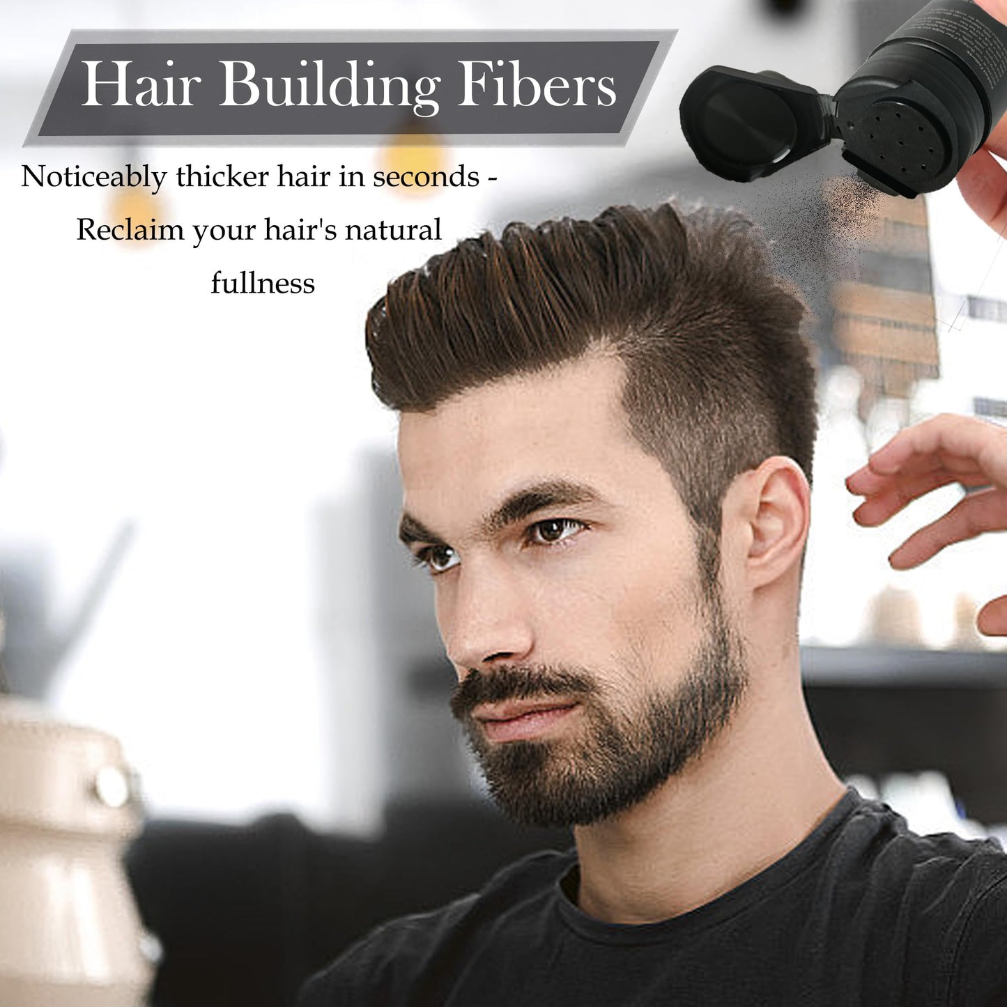 NIZORICK Hair Fibers for Thinning Hair,Hair Building Fibers Instantly Thicker & Fuller Look,Conceals Hair Loss Fill In Fine Hair Powder for Women and Men(30g/1.05oz) (New Black)