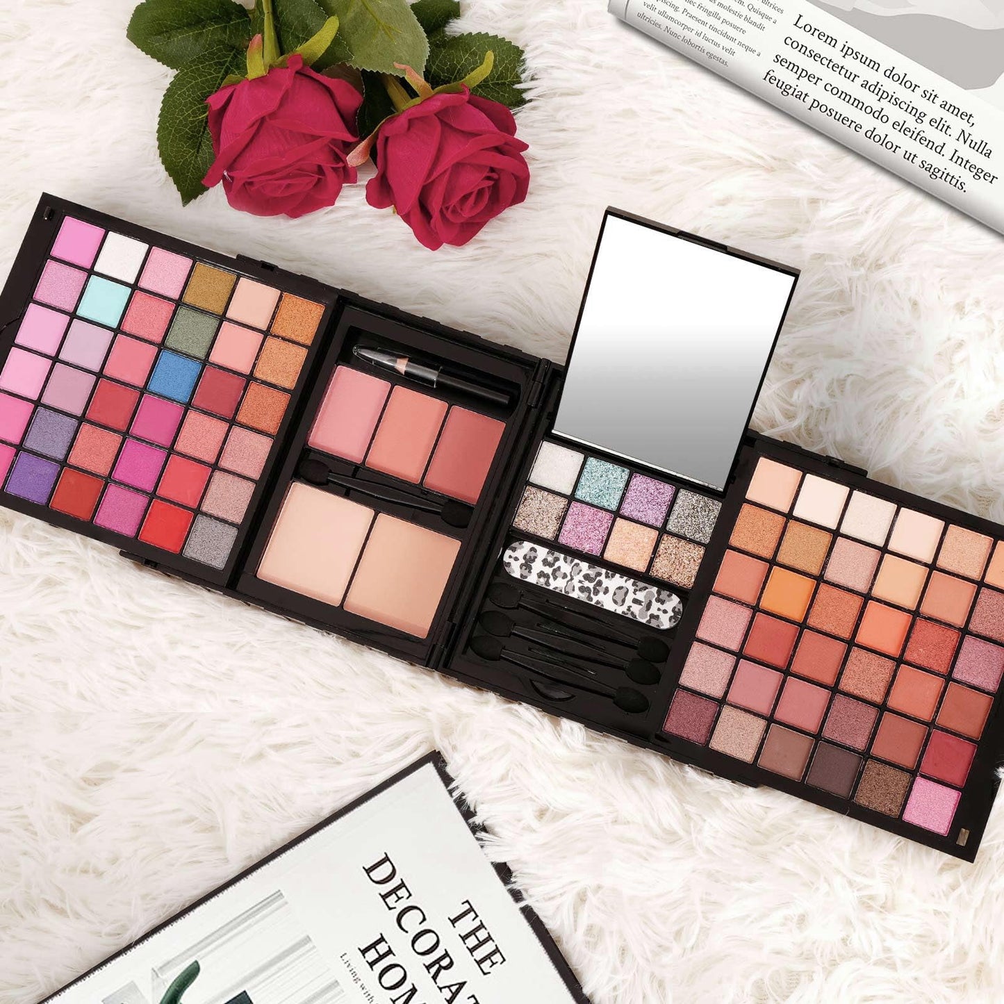 86 colors Professional Makeup Kit,All In One Makeup Set for Women, Include 72 Eye Shadows, 8 Shimmers, 3 Blushes, 2 Powders, 1 Eyebrow Pencil, 1 Nail File, Makeup Gift Set for women(015N)