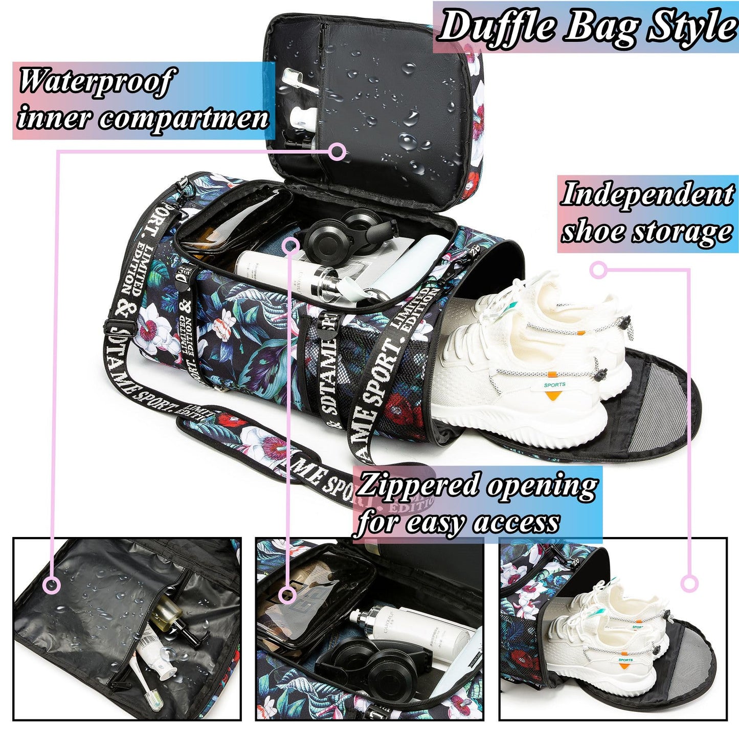 Gym Duffle Bag Backpack with Shoe Compartment,4 ways Travel Backpack for Women and Men,Multi-Functional Weekender bag with Waterproof Layer&Laptop Compartment for Fitness, Travel,Camping(Turquoise)