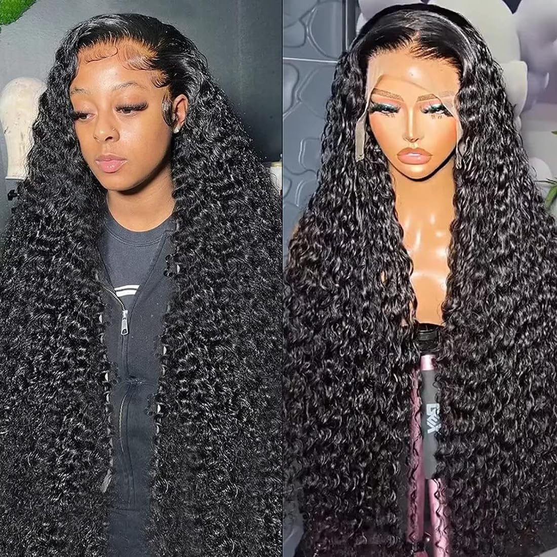 13x6 Deep Wave Lace Front Wigs Human Hair 200% Density Deep Curly Human Hair Wig 13x6 HD Transparent Lace Front Wigs Human Hair Pre Plucked with Baby Hair for Women (13×6 Deep Wave Wig, 22 Inch)