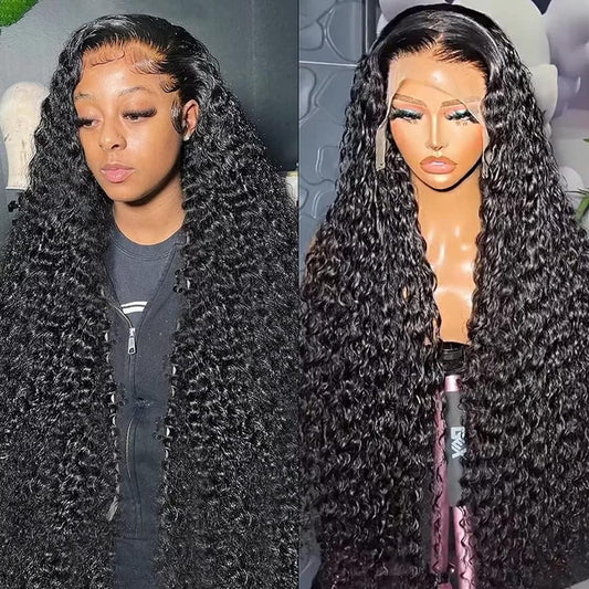 13x6 Deep Wave Lace Front Wigs Human Hair 200% Density Deep Curly Human Hair Wig 13x6 HD Transparent Lace Front Wigs Human Hair Pre Plucked with Baby Hair for Women (13×6 Deep Wave Wig, 22 Inch)