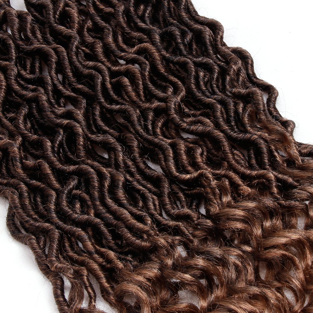 6 Packs Goddess Locs Crochet Hair Wavy Curly Faux Locs Crochet Braids Synthetic Hair Extensions Ombre Crochet Faux Locs Low Temperature Braiding Hair (20" (6 Packs), # T27)