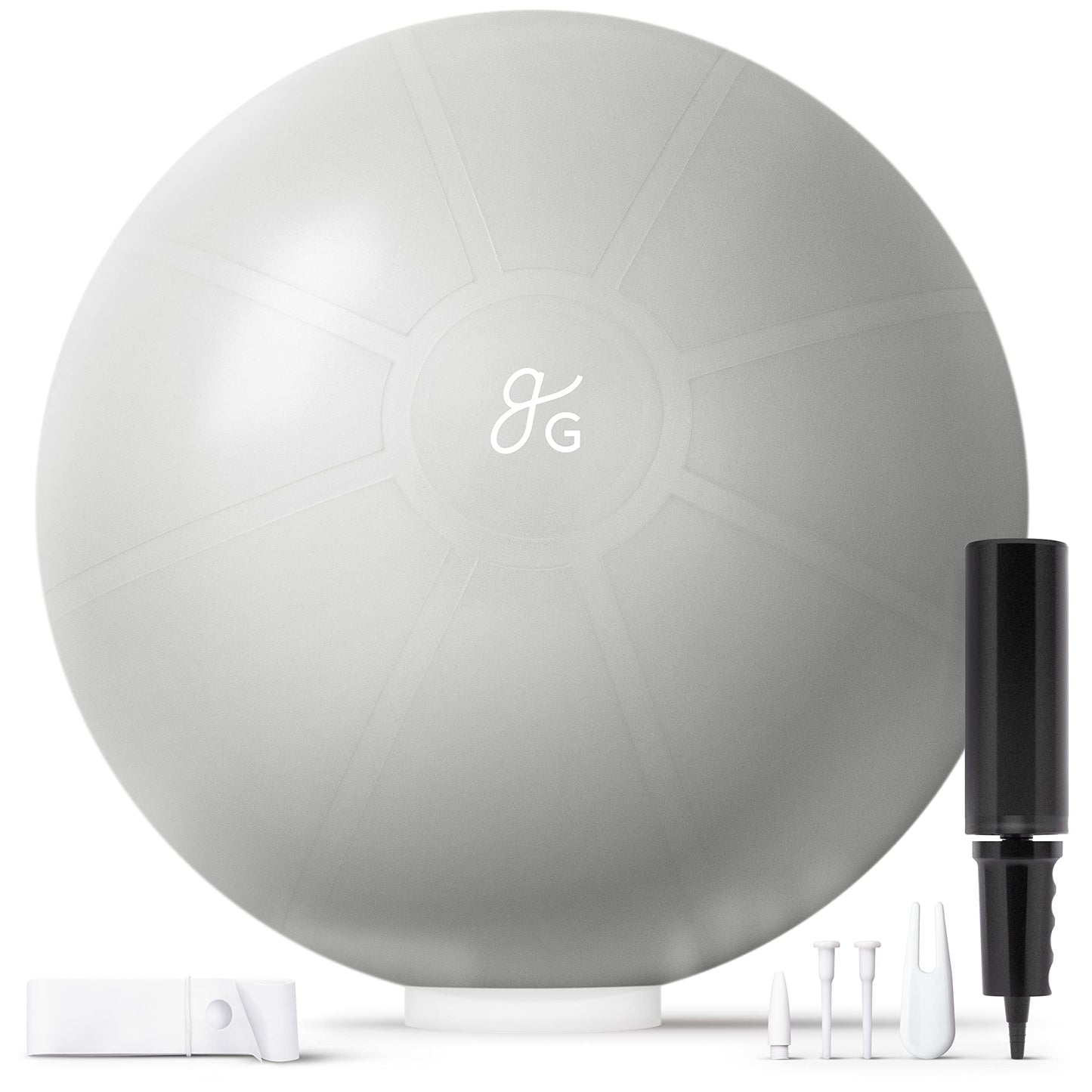 Greater Goods Exercise Ball - Yoga Ball for Working Out, Balance, Stability, and Pregnancy, Pebble Gray, 55cm
