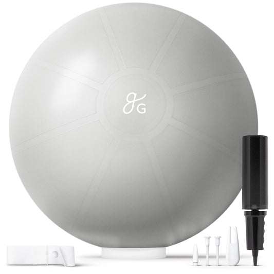 Greater Goods Exercise Ball - Yoga Ball for Working Out, Balance, Stability, and Pregnancy, Pebble Gray, 55cm
