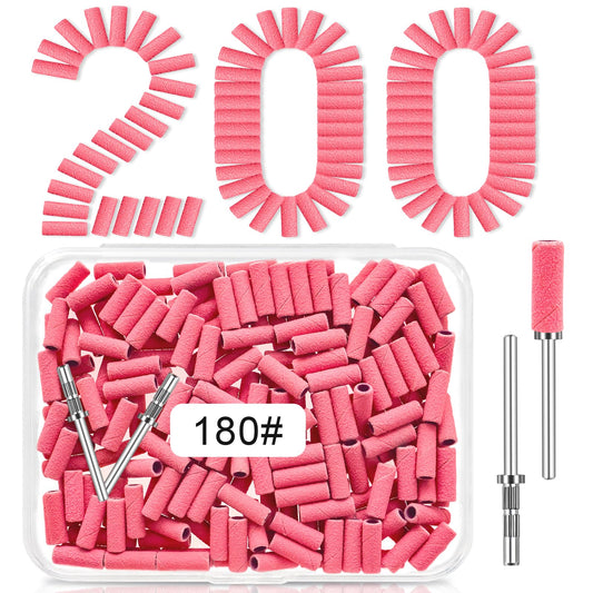180 Grit Small Nail Sanding Sands, 200 Pcs Pink Sanding Bands for Nail Drill, 180 Fine Grit Sanding Bands for Nail with 3.1 MM Nail Drill Bit, Small Sanding Bands for Natural Nails Acrylic Gel