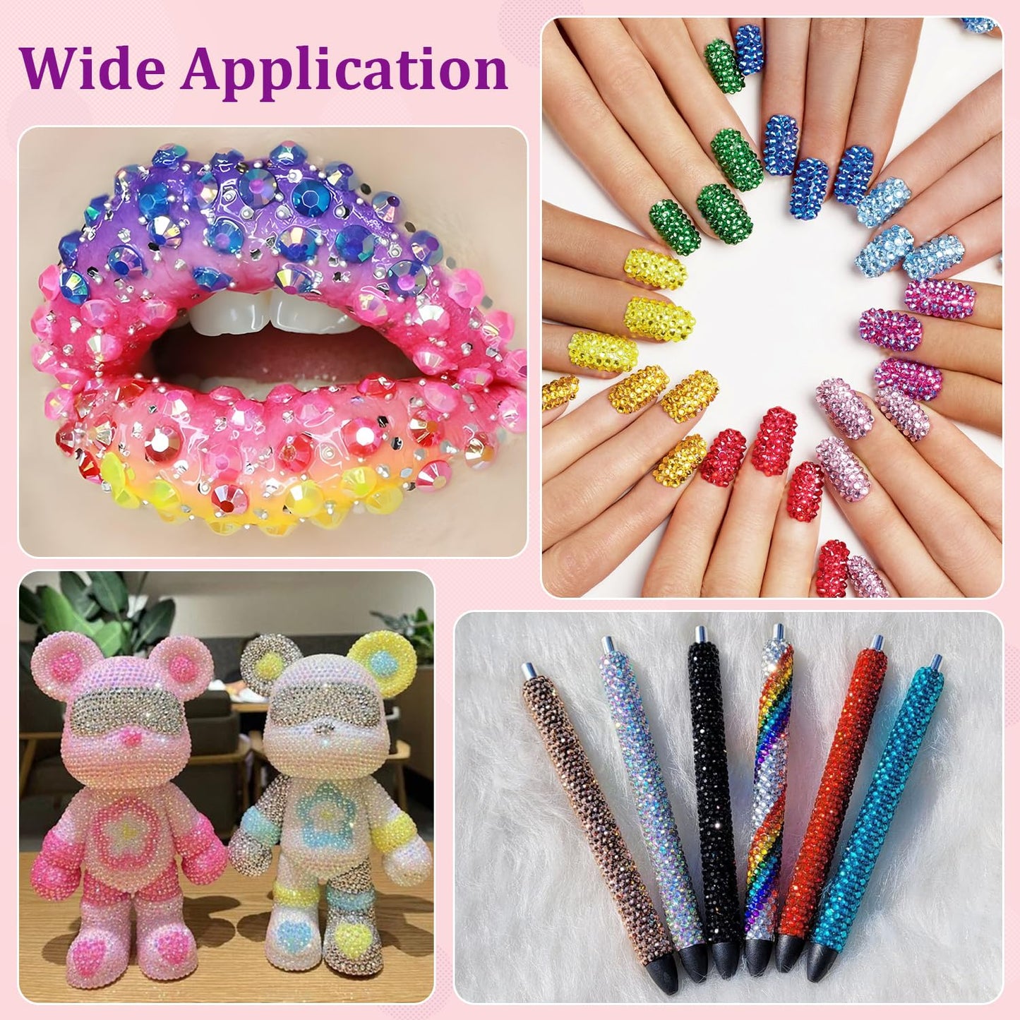 16000Pcs Resin Jelly Rhinestones with Tweezers for Crafting, Light Pink AB 2-6mm Mixed Sizes Flatback Gems, Bedazzling Crystal for DIY Crafts Clothing Tumblers Mugs Shoes Fabric Nail Art