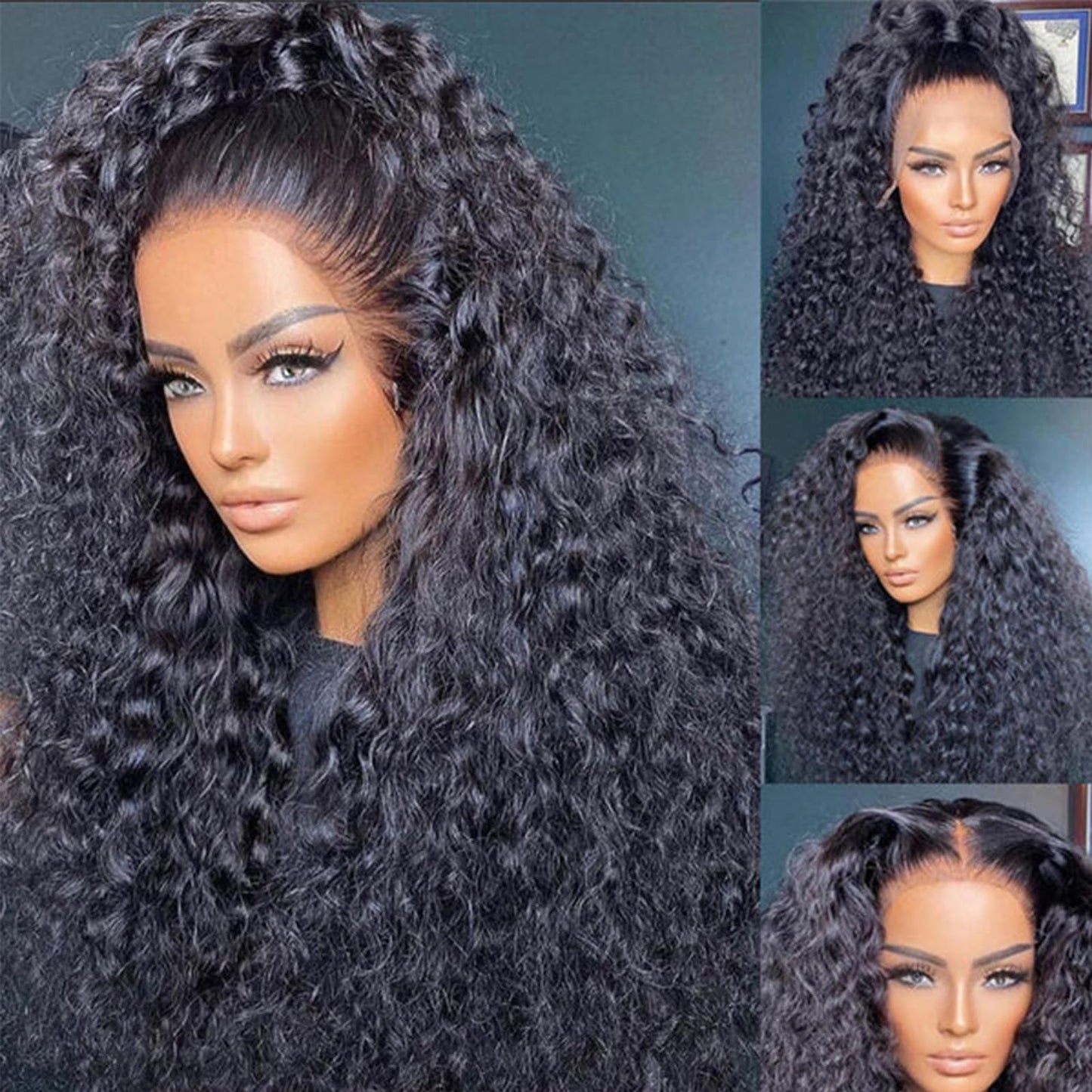 13x6 HD Deep Wave Lace Front Wigs Human Hair Wigs for Women 180% Density Deep Curly Lace Frontal Wigs Human Hair 18 Inch Glueless Curly Human Hair Wigs Pre Plucked Deep Wave Wig With Baby Hair