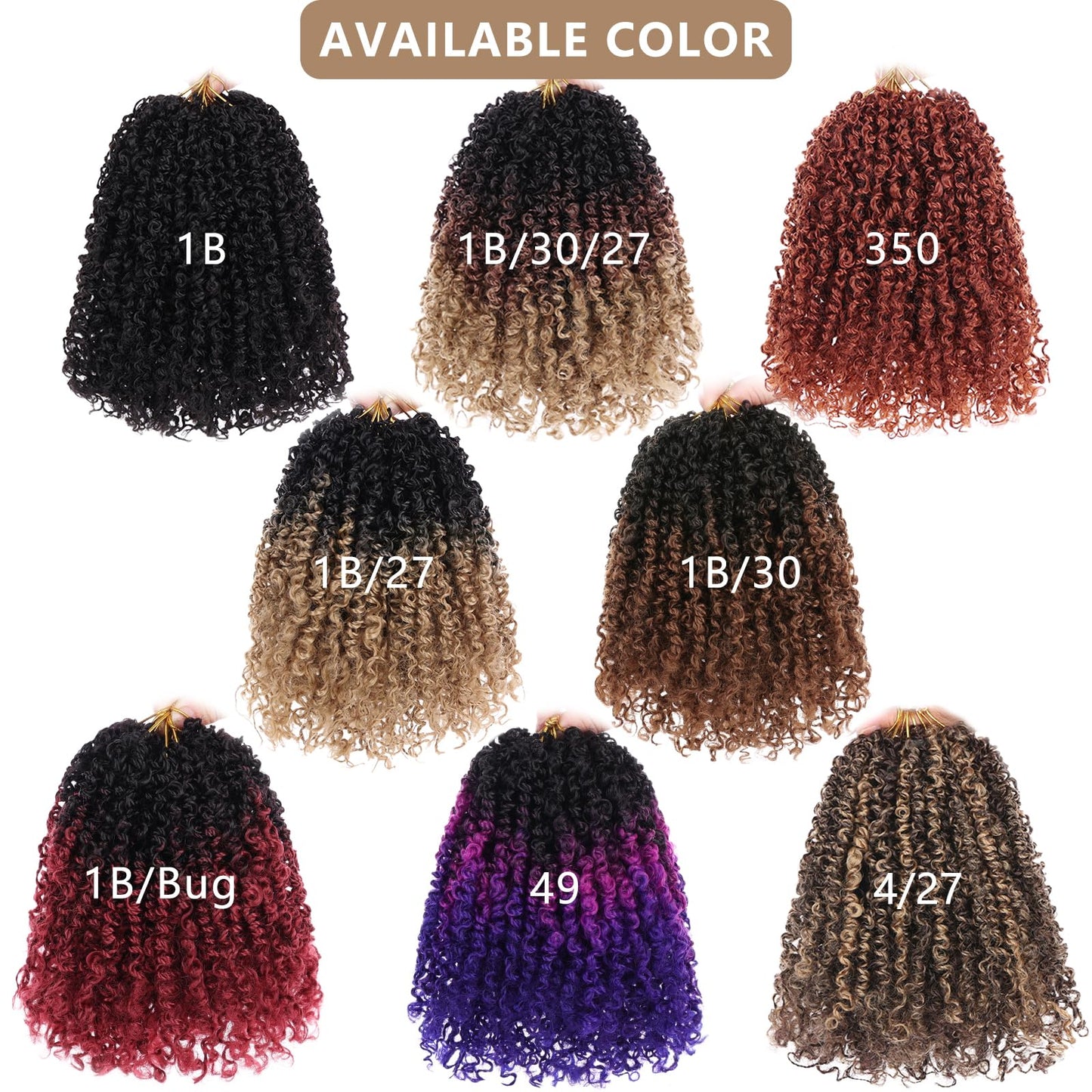COOKOO 8 Inch Bouncy Yanky Twist Crochet Hair - 8 Packs Ombre Grey Passion Twist Braids for Women - Pre-Twisted Synthetic Hair Extensions