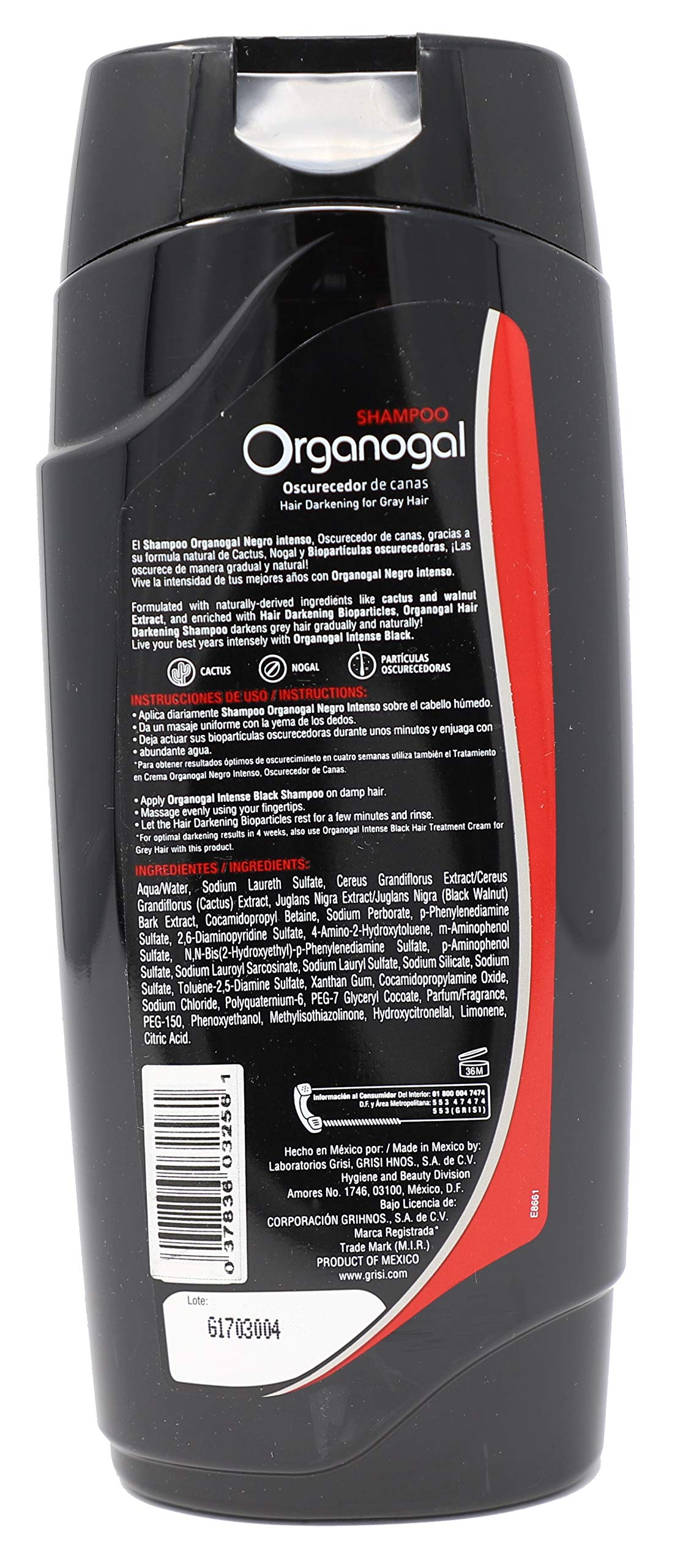 Grisi Organogal Shampoo| Darkening Shampoo with Cactus Extract, Darkening Hair Product for Gray Hair; 13.5 Fl Ounces