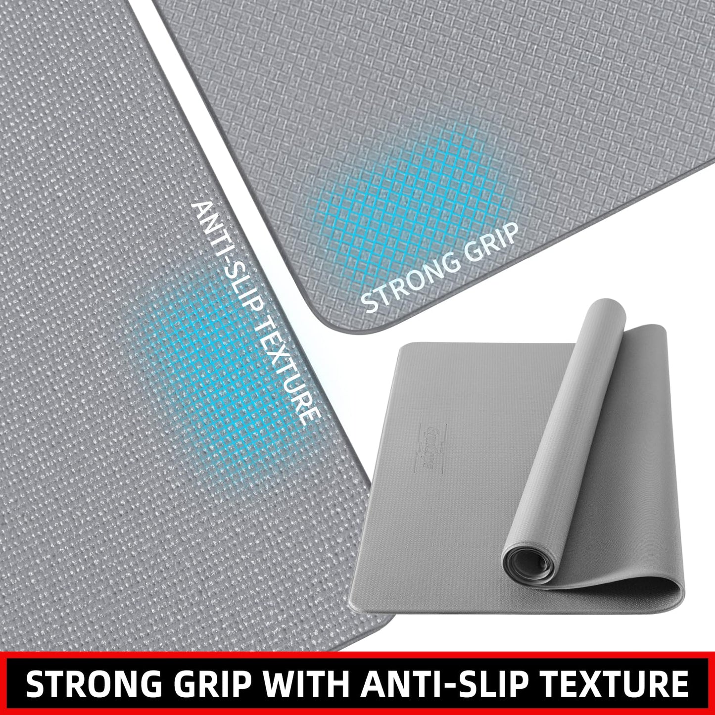 GymCope 10MM Thick Yoga Mat, 72" x 48" Large Workout Mat for Home Gym, Edge-Seamed Design, Superior Grip, Shock-Absorbing Cushion, Ultimate Comfort and Protection for Yoga, Fitness Training