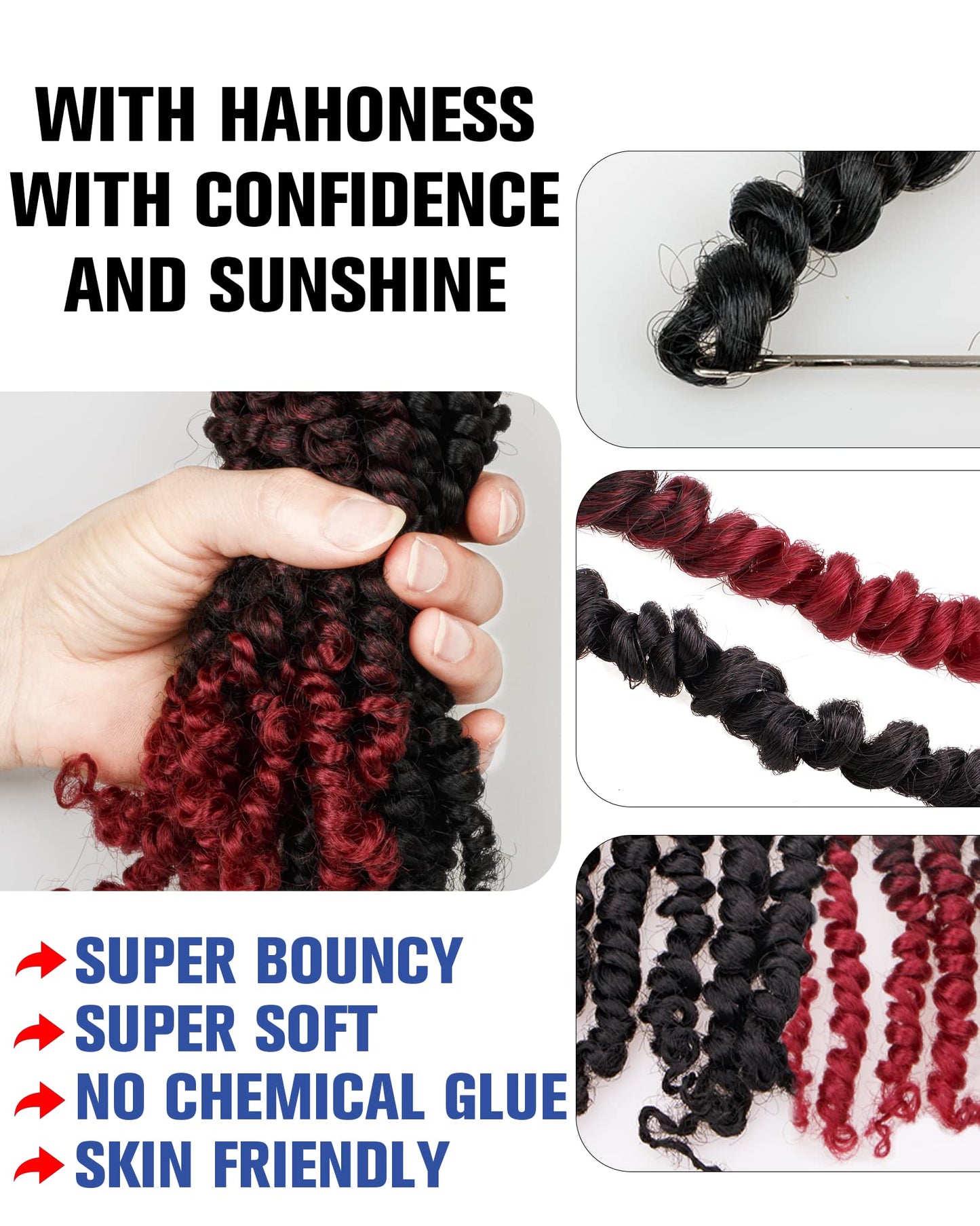 6 Inches 9 Packs Passion Twist Crochet Hair-Mixed Color Combo Pack(7 packs 1B+2 packs T1B/BUG),Pre-twisted Pre Looped Soft&Bouncy Synthetic Braided Hair Extensions For Black Women(6"-9 Packs,1B+TBUG)