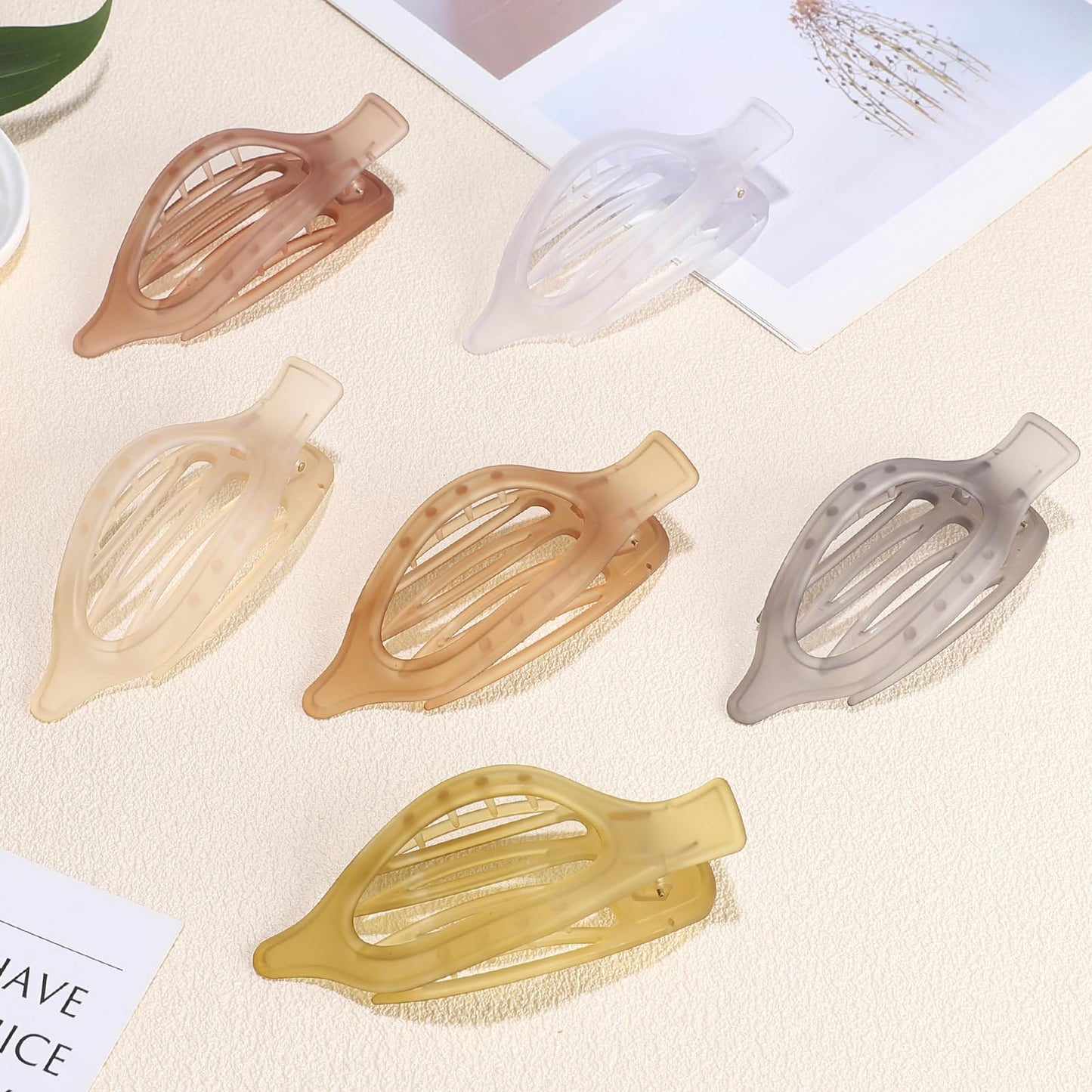 CHANDAT Flat Hair Clip 6 pcs Lay Down Claw Clips Hair Accessories for Women -Ice Cream