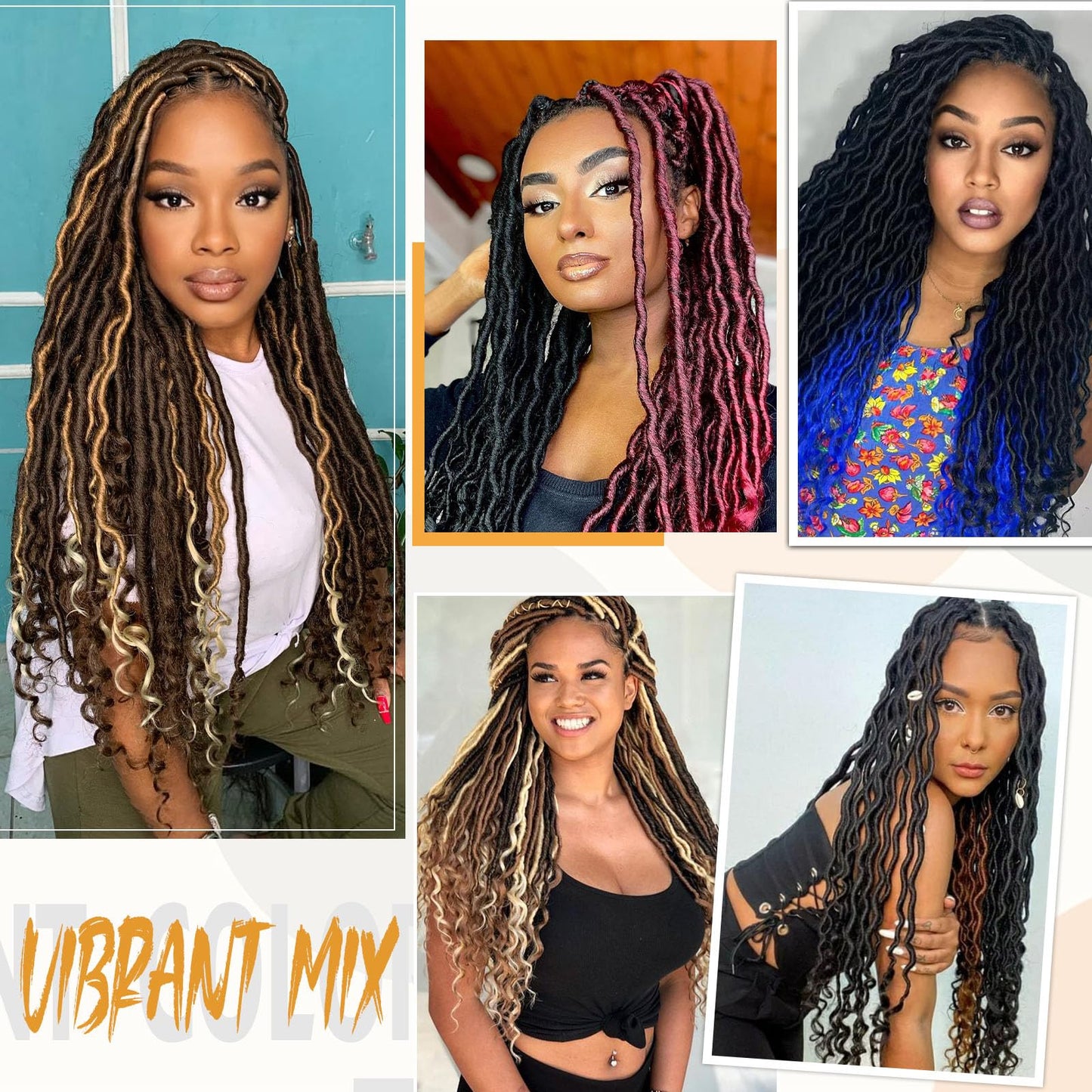 Ombre Crochet Hair Pre Looped 18 Inch 6 Packs Goddess Locs Soft Faux Locs Crochet Hair with Curly Ends Synthetic Crochet Locs Hair for Black Women (18 Inch,6 Packs,1B/30/613)