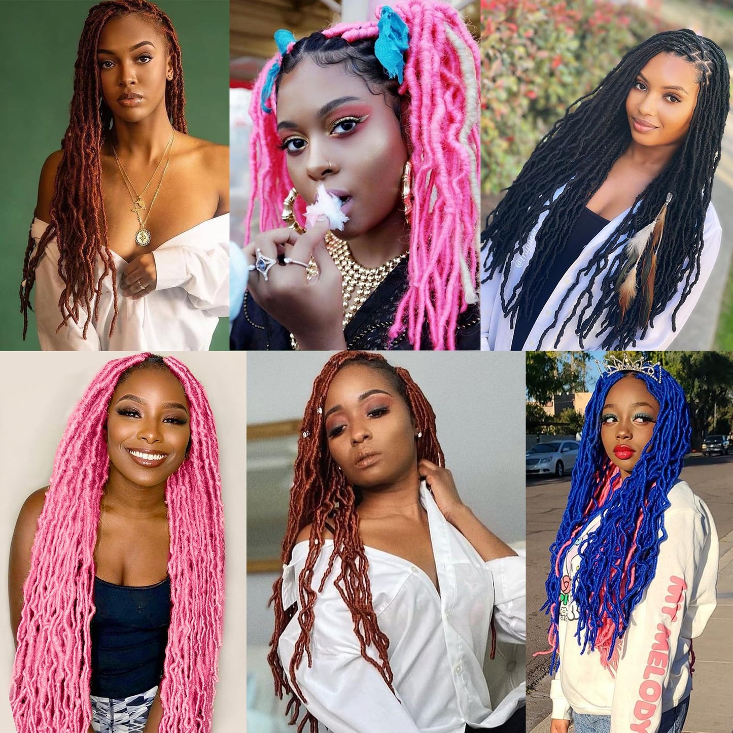 ZRQ 24 Inch 2Packs Red New Faux Locs Hair for Butterfly Locs Style, Goddess Locs Crochet Braids Curly Wavy Soft Locs Synthetic Hair Extensions for Women (24 Inch, RED#)