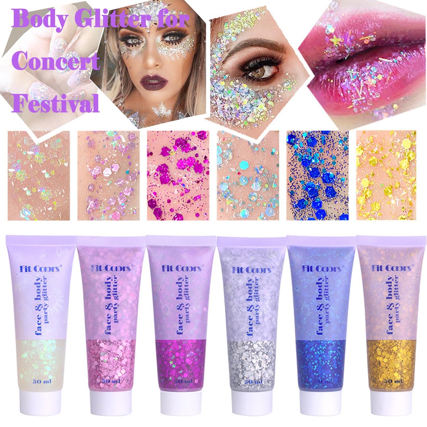 Green Face Body Glitter, St Patricks Day Face Glitter Makeup, Green Face Paint Holographic Chunky Sequins Glitters for Eye Lip Hair Nails, Festival Rave Accessories, 150ml