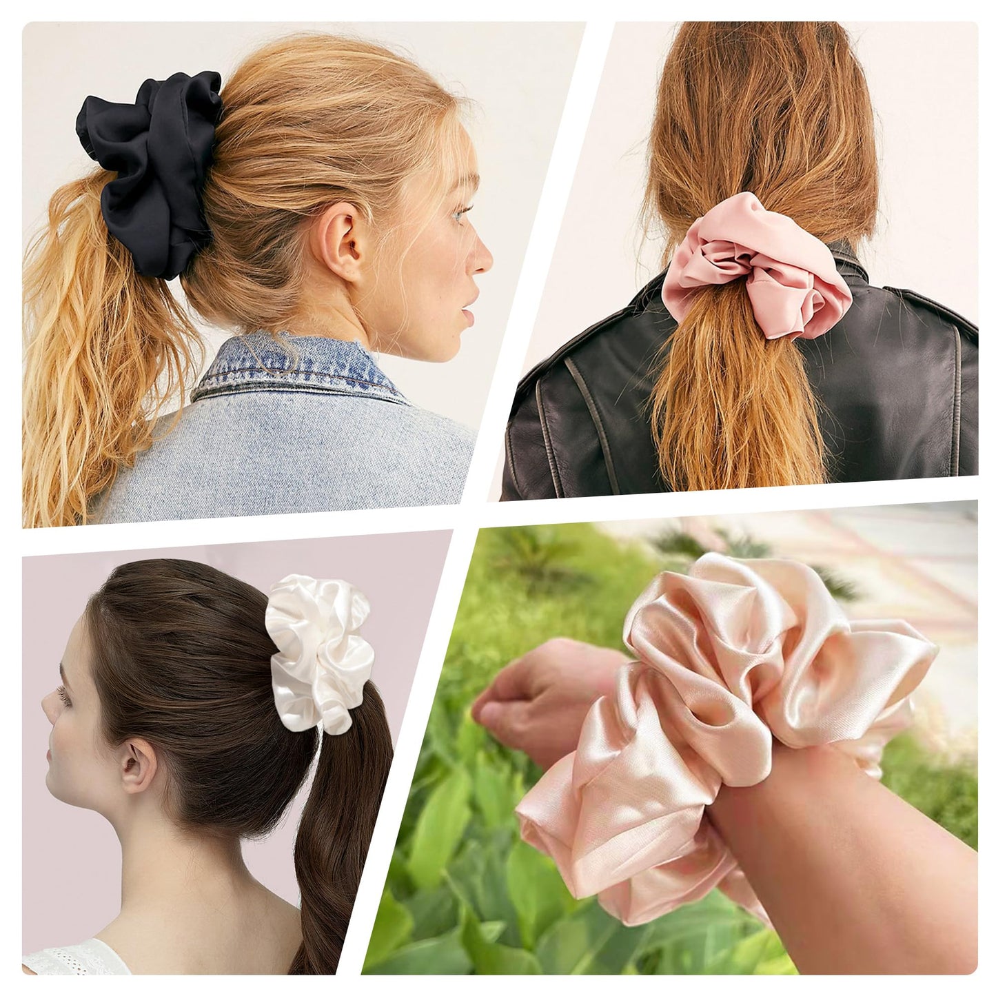 Ivyu 16 Pcs Satin Hair Scrunchies for Women Hair Ties Bands, Hot Pink, Perfect for Thick Curly Hair, No Crease Hair Ties No Damage, Fit for All Kinds of Hair, Excellent Stretch Elastic Band