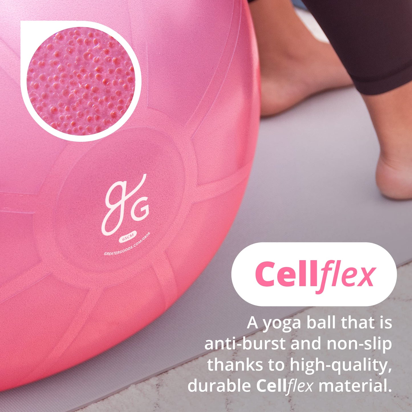 Greater Goods Exercise Ball - Yoga Ball for Working Out, Balance, Stability, and Pregnancy, Watermelon Pink, 55cm