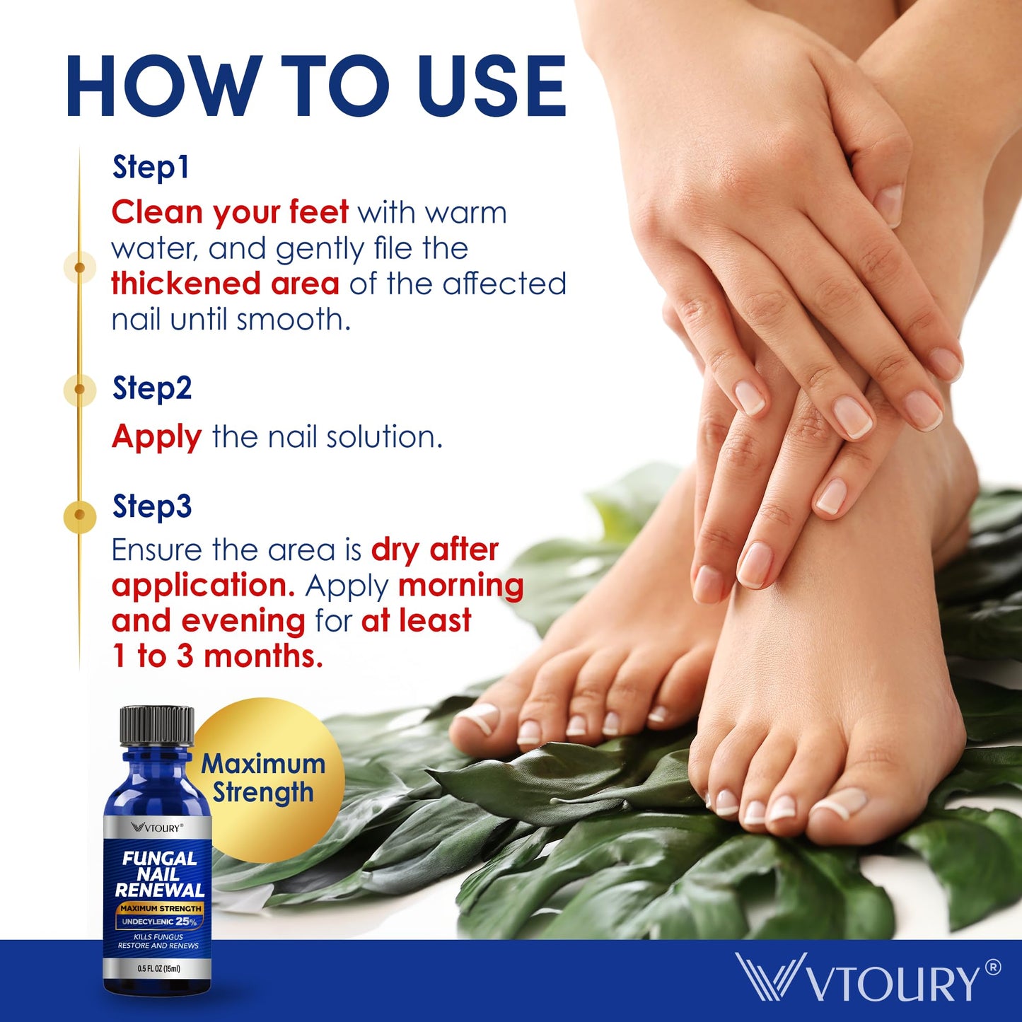 2 Bottle Toenail Fungus Treatment Extra Strength, 25% Undecylenic Acid, Tea Tree Oil, Toe Nail Fungus Treatments, Toe Fungus Treatment for Toenail
