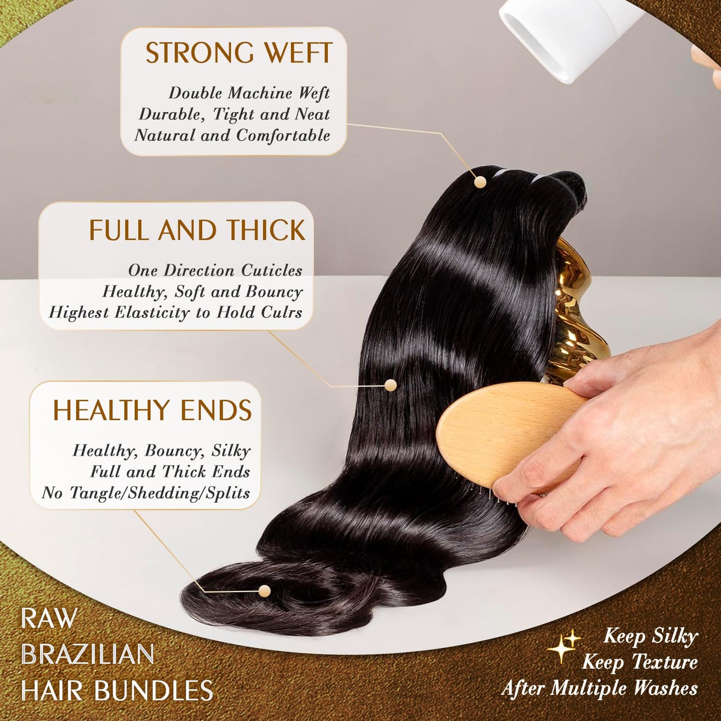 12A Virgin Human Hair Bundles 20 22 24 Inch Body Wave 100% Brazilian Bundles Human Hair Natural Black 3 Bundles Deals (20 22 24)