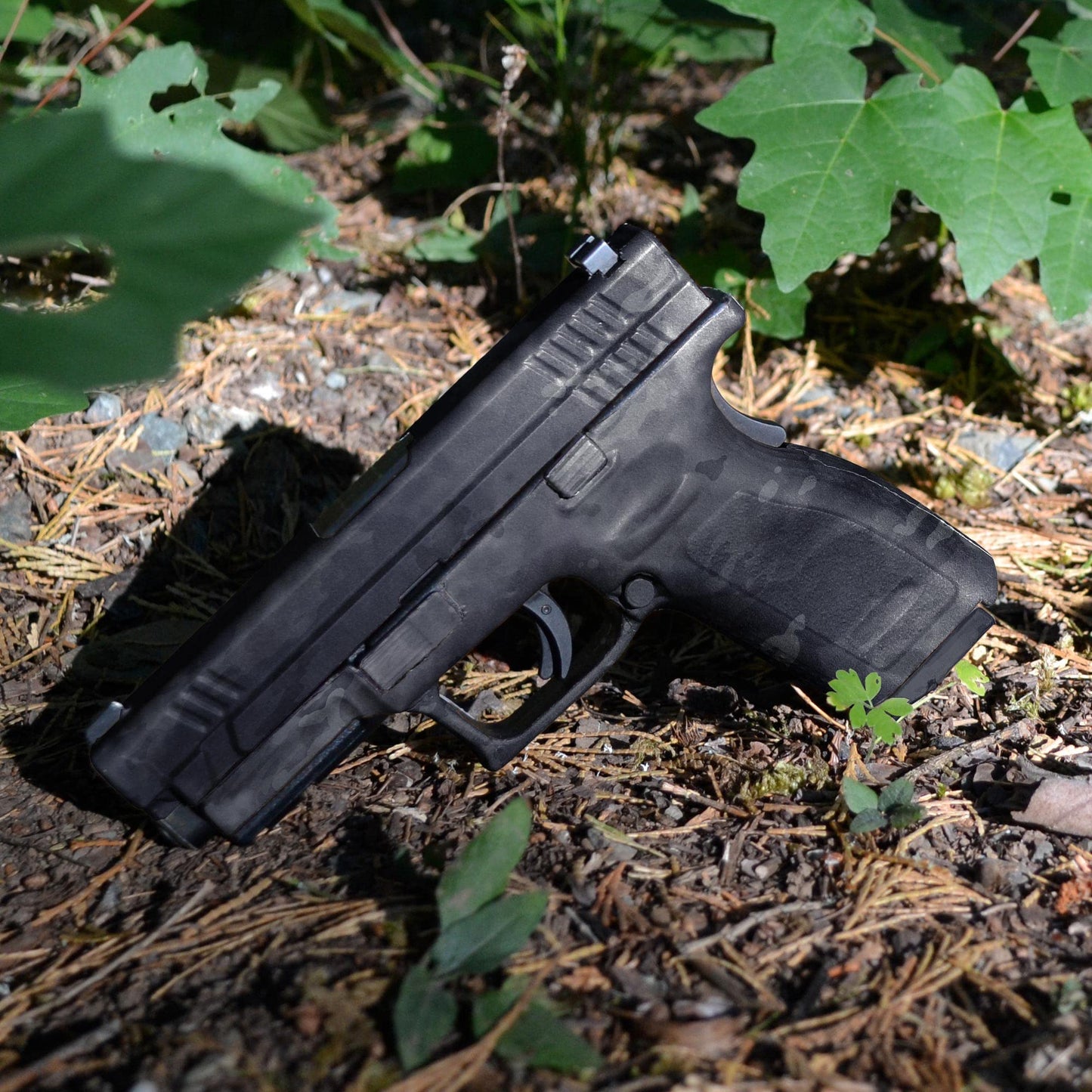 GunSkins Universal Pistol Skin Compatible with Airsoft AEG and BB Gun- Vinyl Wrap - Trim to Install - 100% Waterproof - Non-Reflective Matte Finish - GS Military OCP Black