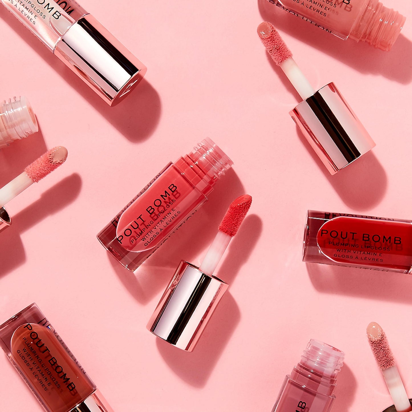 Revolution, Pout Bomb Plumping Lip Gloss, High Shine, Rich Glossy Pigment, Infused with Vitamin E, Juicy Red, 0.15 fl oz