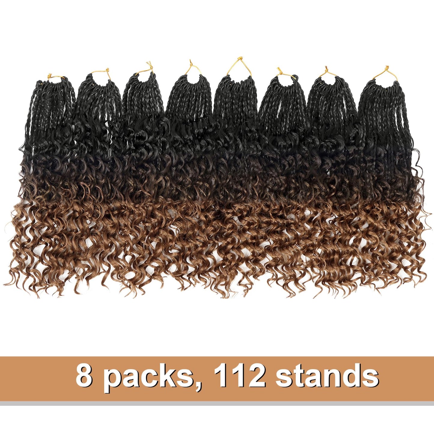 Goddess Box Braids Crochet Hair With Curly Ends 10 Inch Bohomian Box Braids Crochet Braids 8 Packs 3X Crochet Braids Synthetic Braiding Hair Extension for Black Women (10 Inch (Pack of 8), 1B-4-30)……