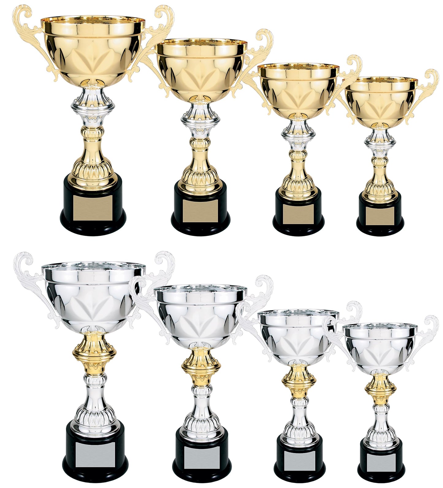 Griffco Supply Metal Cup Trophy in Gold or Silver - Trophy Award, Engraved Corporate Trophy Cup Award (10", 11.5", 13" or 14.5" Tall) - Free Engraved Plate Included (Gold, 8.75" X-Small)