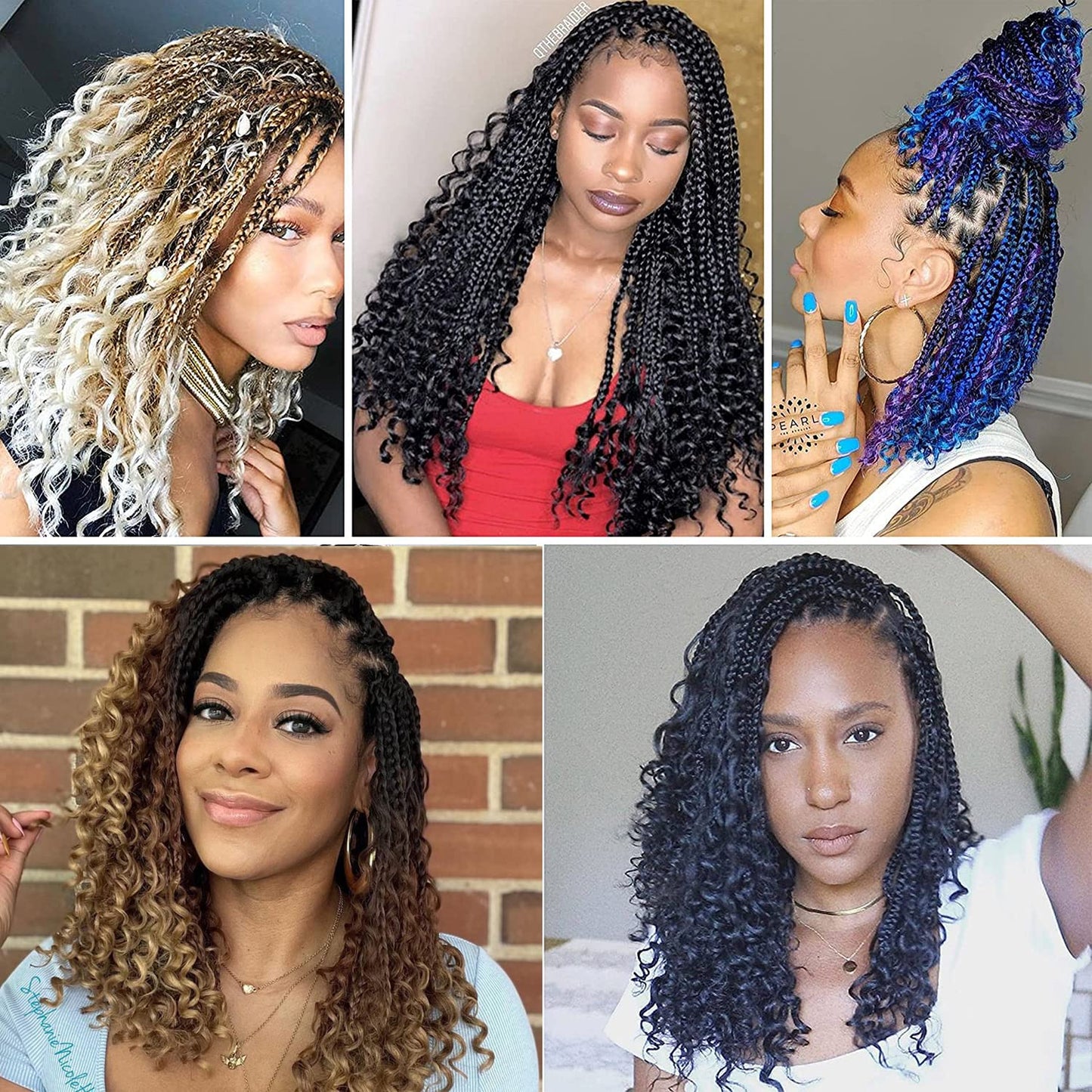 8 Packs Crochet Box Braids- 18 Inch Goddess Box Braids Crochet Hair Bohomian Crochet Braids Hair Synthetic Braiding Hair Extensions Crochet Hair for Black Women (18(8Packs), 1B/Blue/Green)