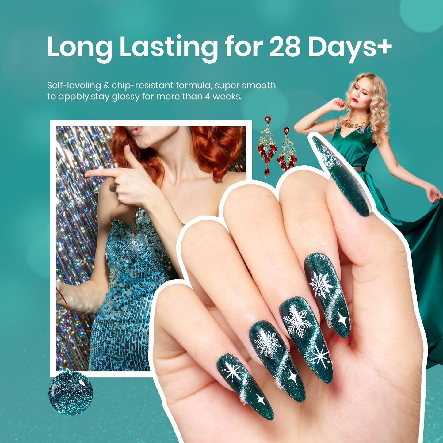 Beetles Green Cat Eye Gel Nail Polish, 15ml Glitter Gel Polish with Magnet Shimmer Green Velvet Soak Off UV LED Nail Lamp Nail Art DIY Home Manicure Design Gift for Women