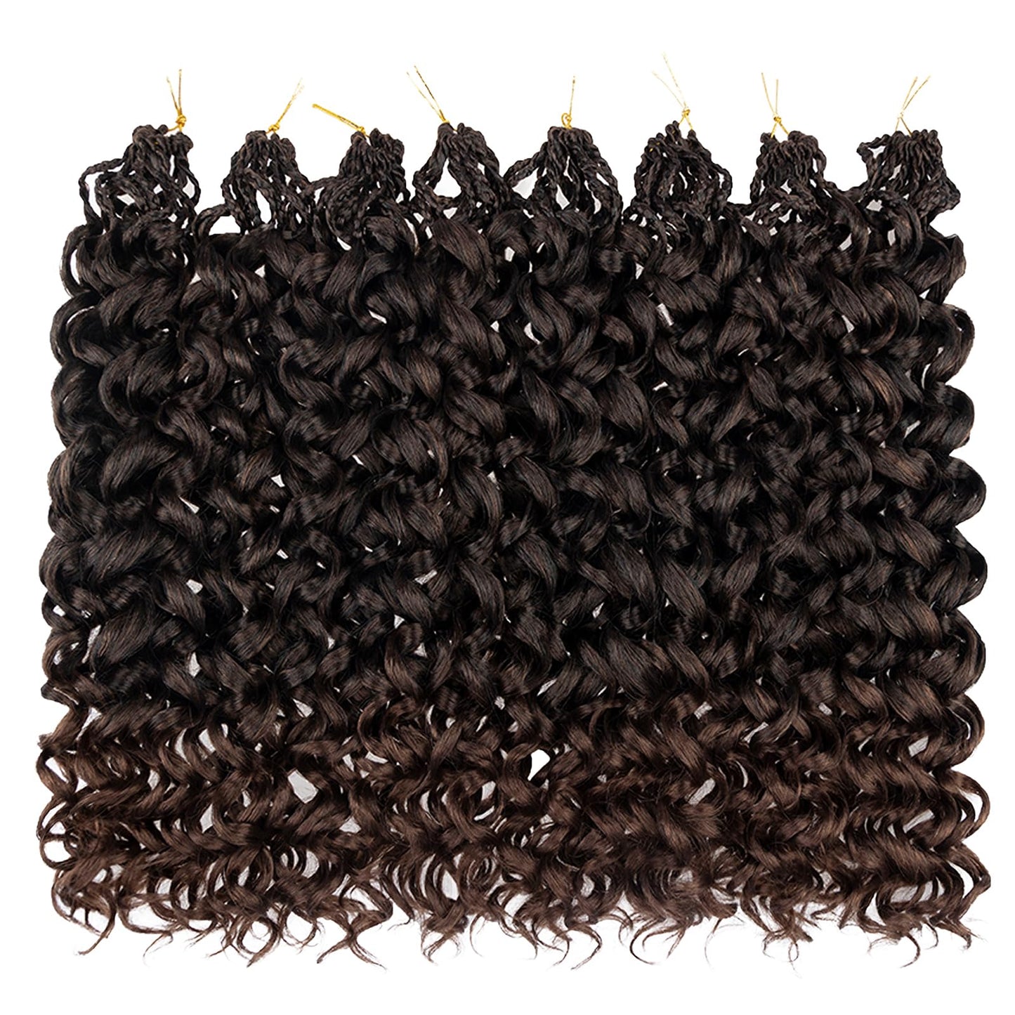 Leeven 10 Inch 8 Packs Gogo Curl Crochet Hair Ombre Brown Pre Looped Ocean Wave Crochet Hair Short Deep Twist Curly Bohemian Crochet Box Braids Synthetic Water Wave Braiding Hair for Women